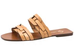 Flat Leather Sandal Almond - Capodarte