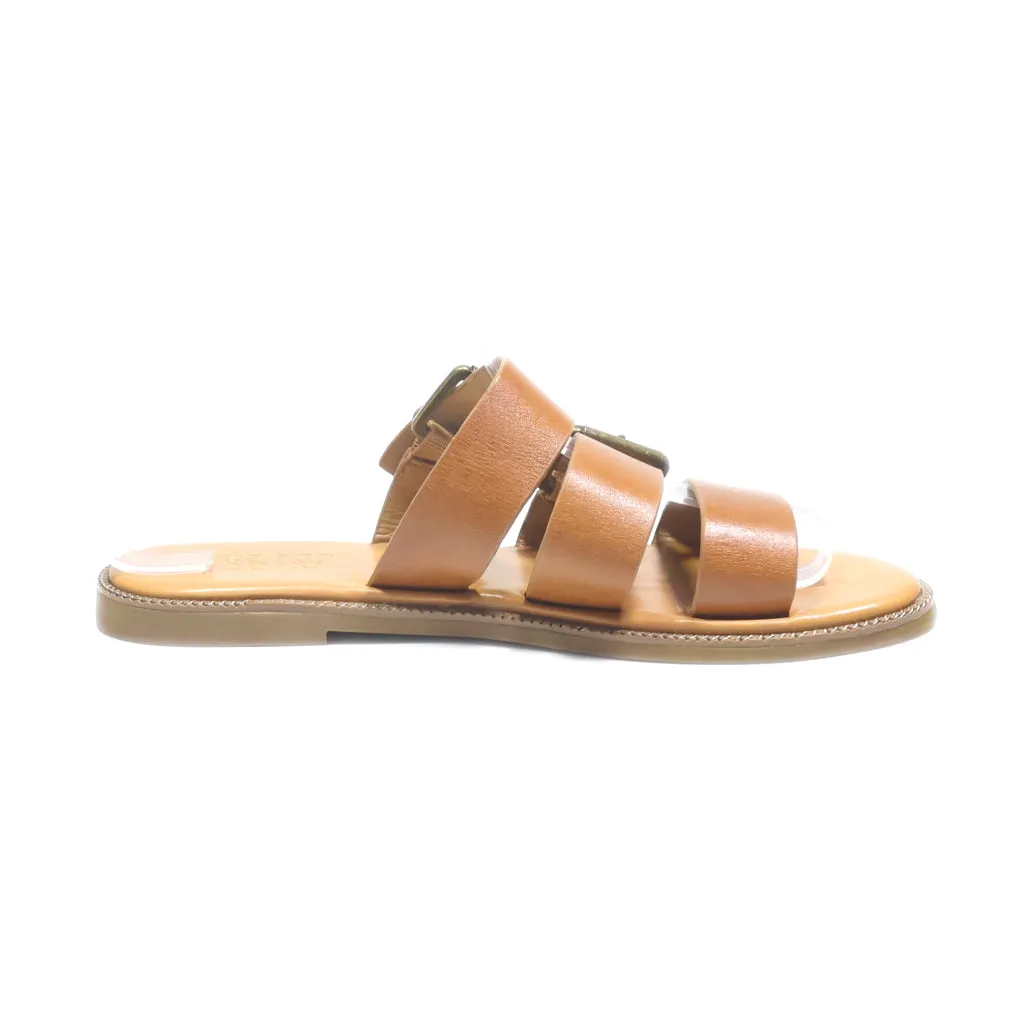 Franco Sarto Flat Sandals Leather Brown Colour For Women