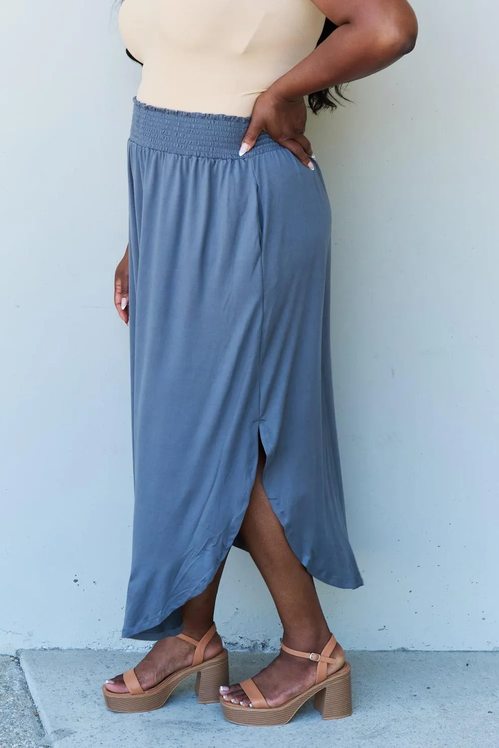 Full Size High Waist Scoop Hem Maxi Skirt