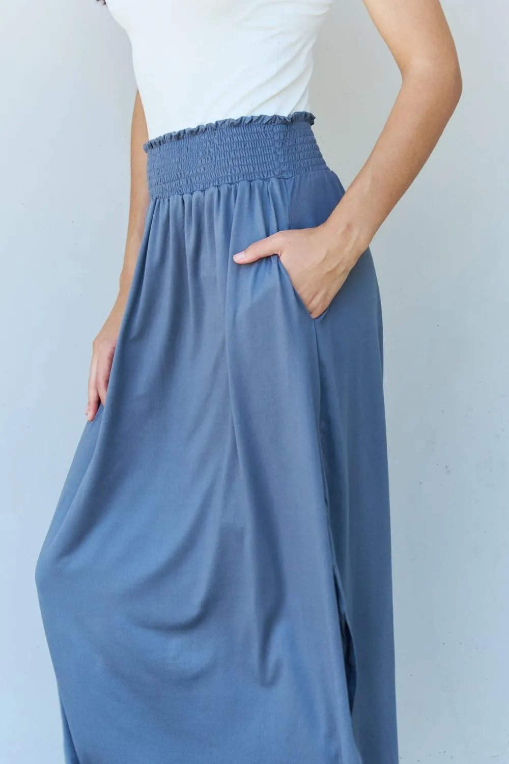 Full Size High Waist Scoop Hem Maxi Skirt