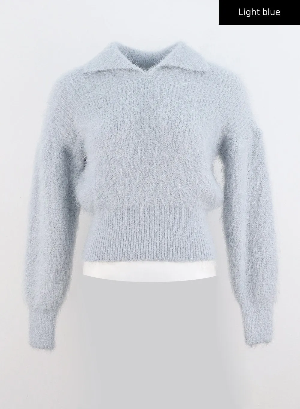 Fuzzy Knit Collar Sweater IO320