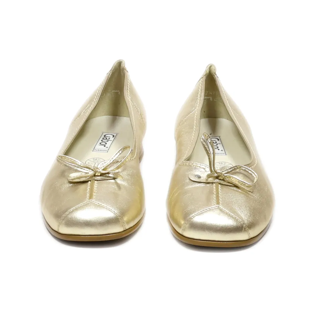 Gabor Ballerinas Leather Gold Colour For Women