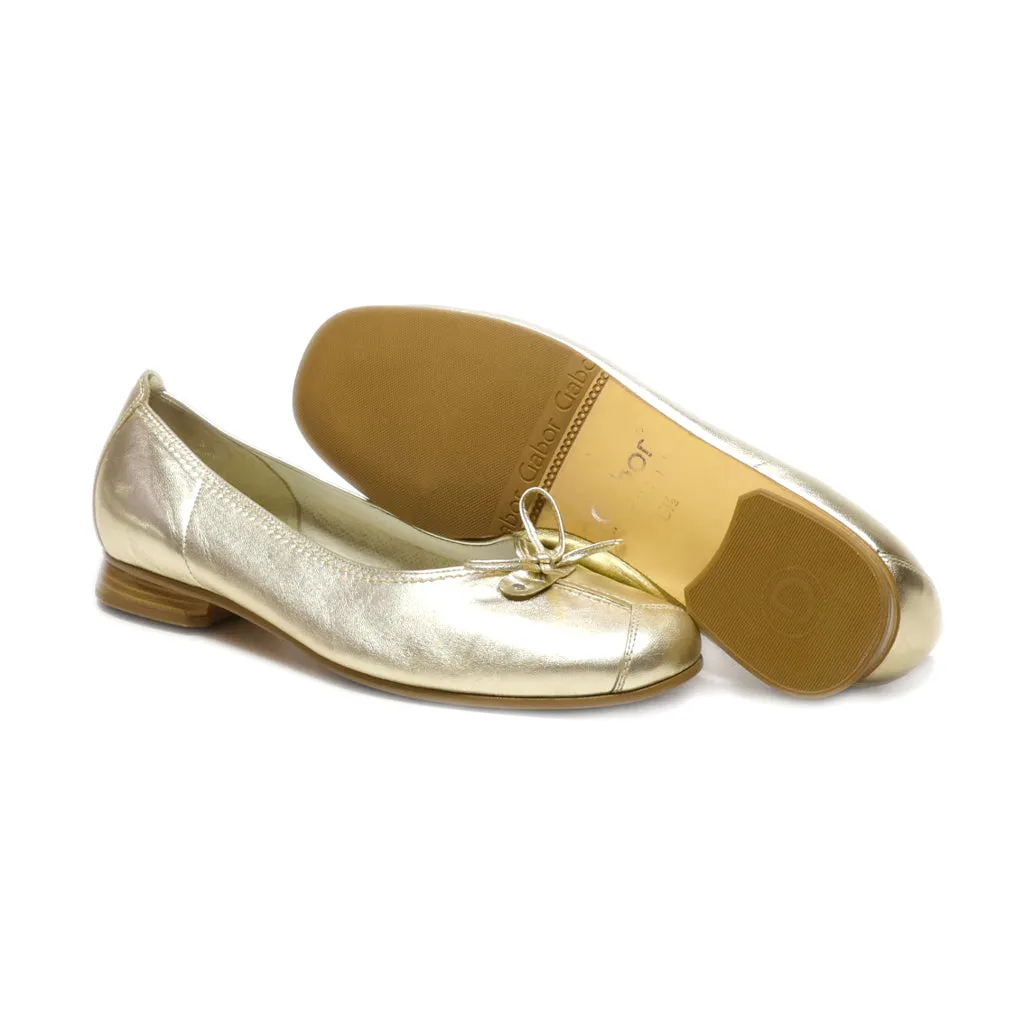 Gabor Ballerinas Leather Gold Colour For Women