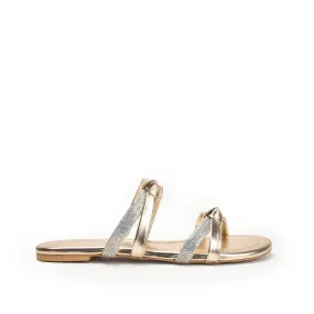 Glamorous Gold Strappy Flats | 540L-X