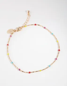 Gold Bright Bead Chain Anklet