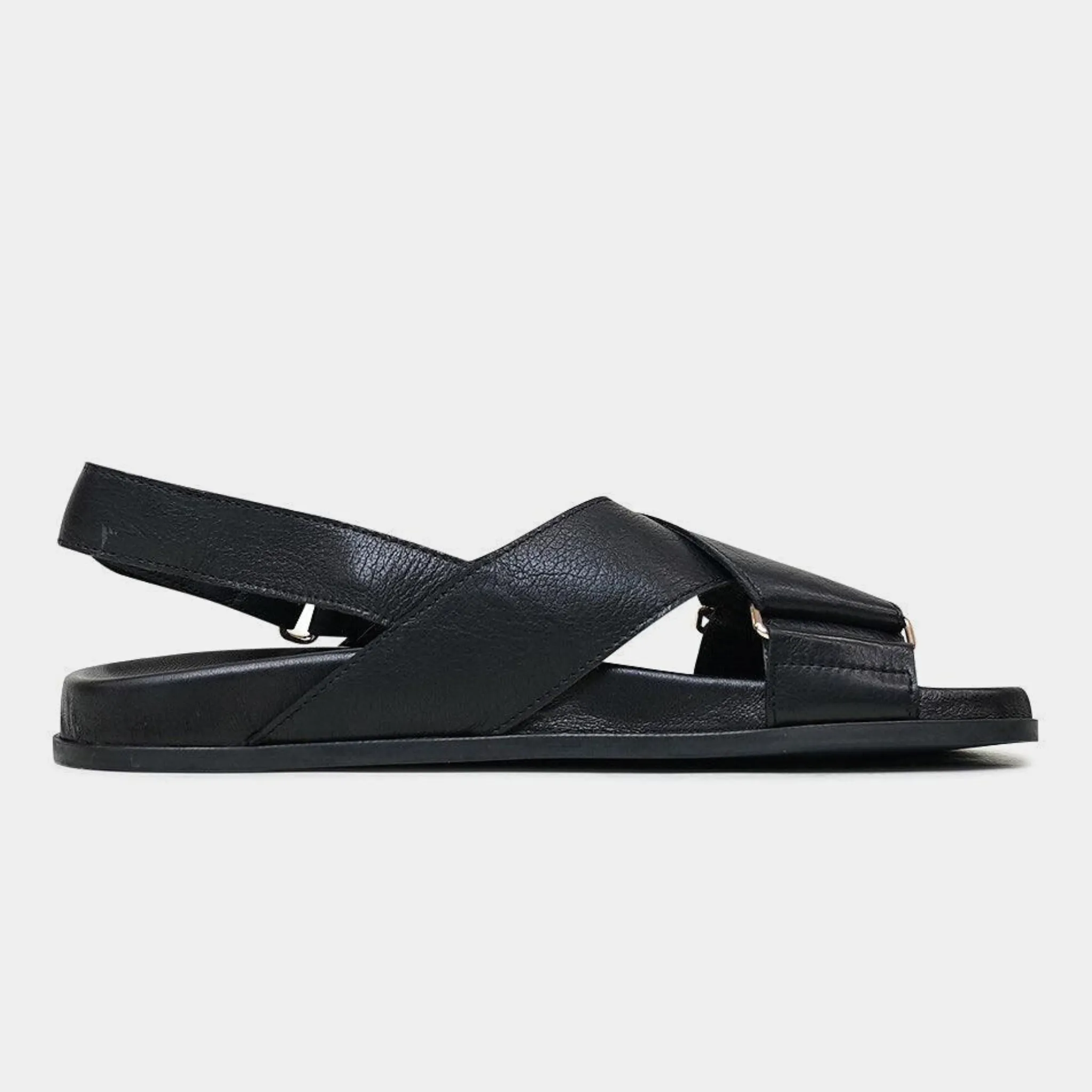 Haylow Black  Leather Sandals