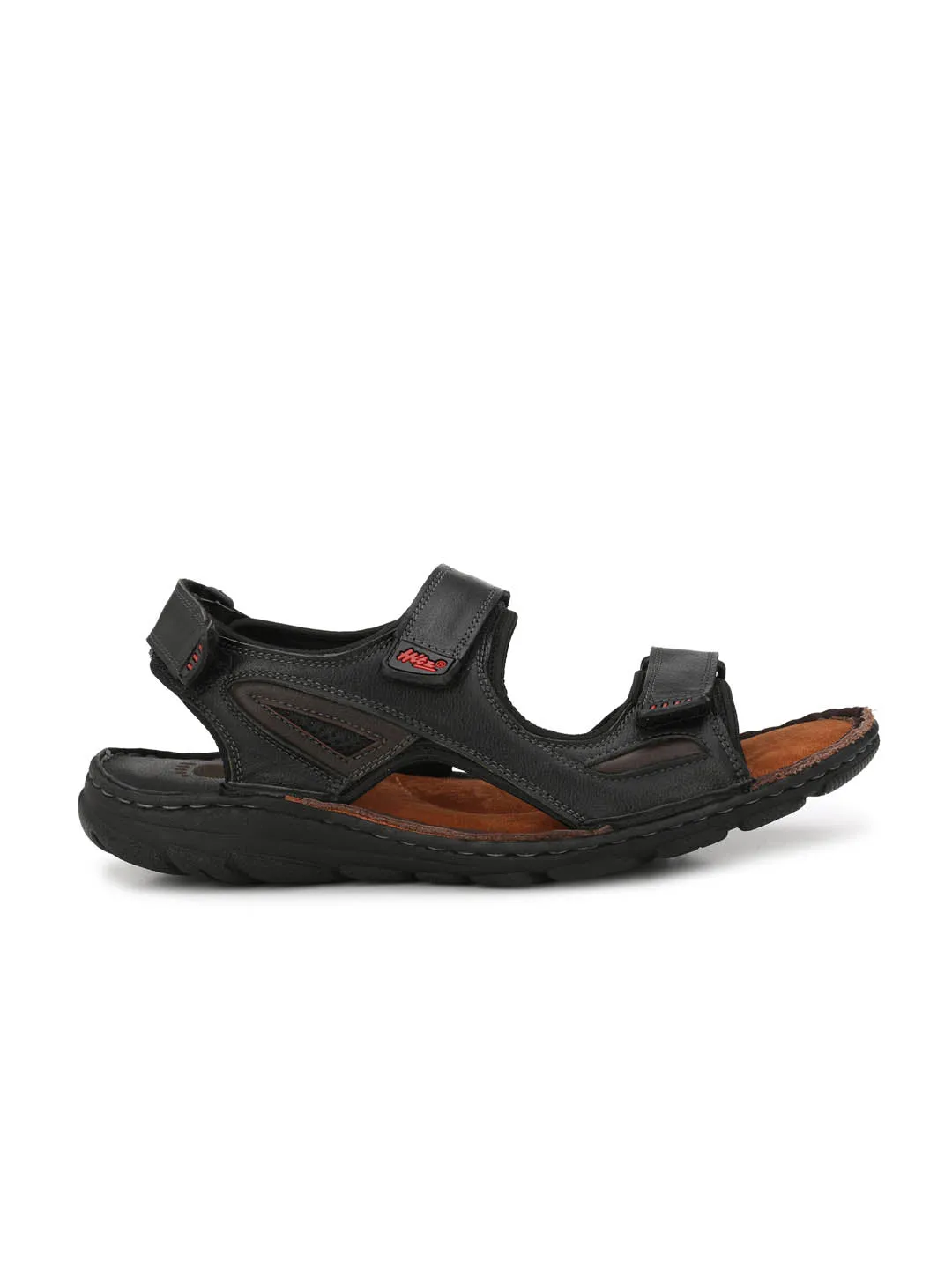 HITZ8501 Men's Black Leather Casual Velcro Sandals