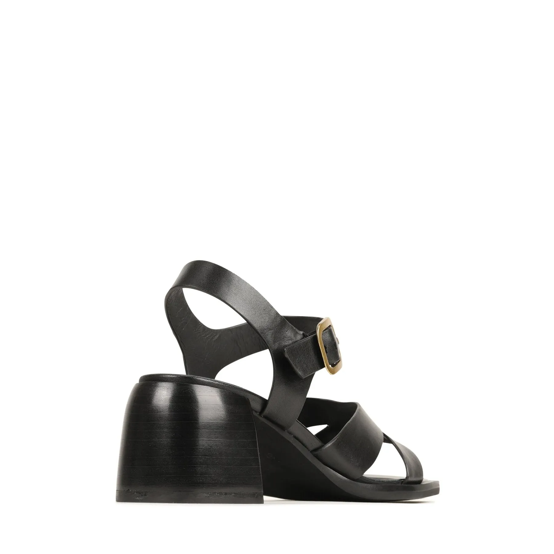 ISOKEN LEATHER BLOCK HEEL SANDALS