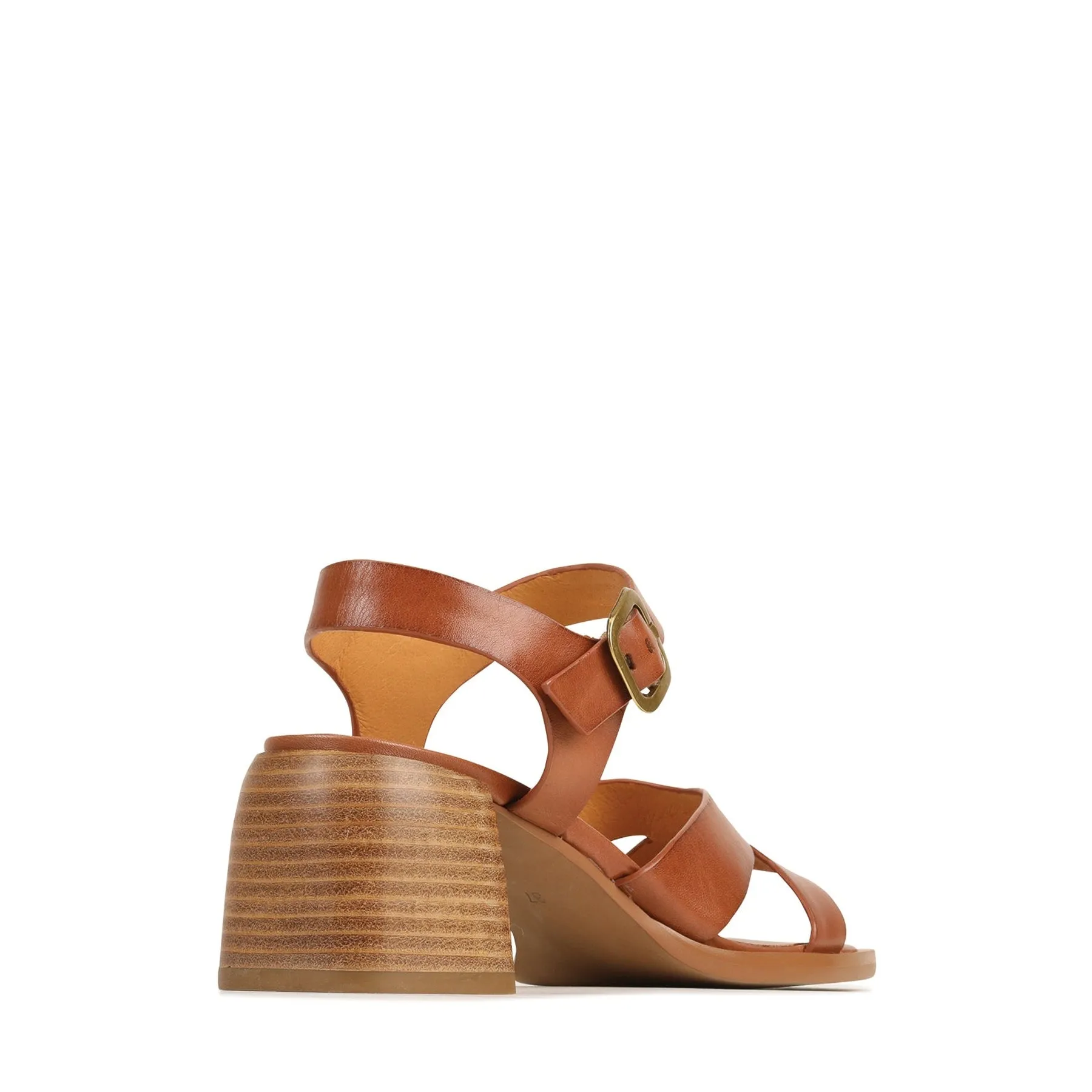 ISOKEN LEATHER BLOCK HEEL SANDALS