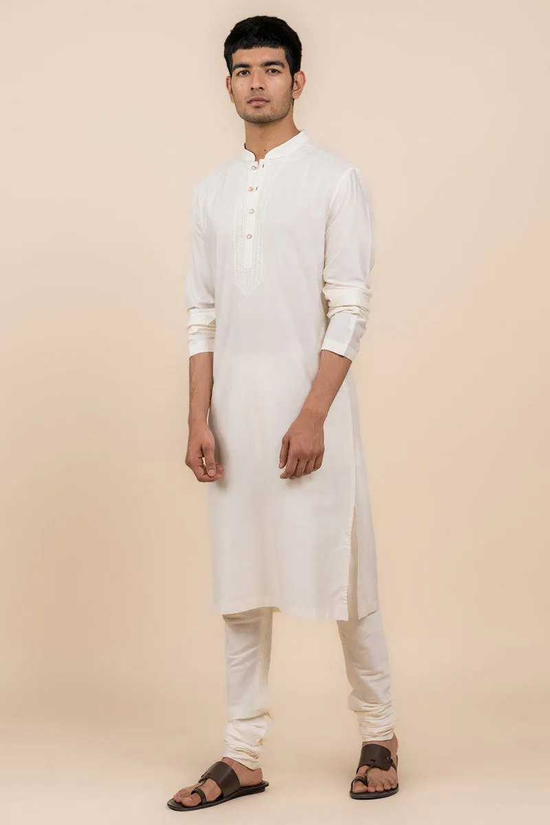 Ivory Thread Embroidered Kurta Set