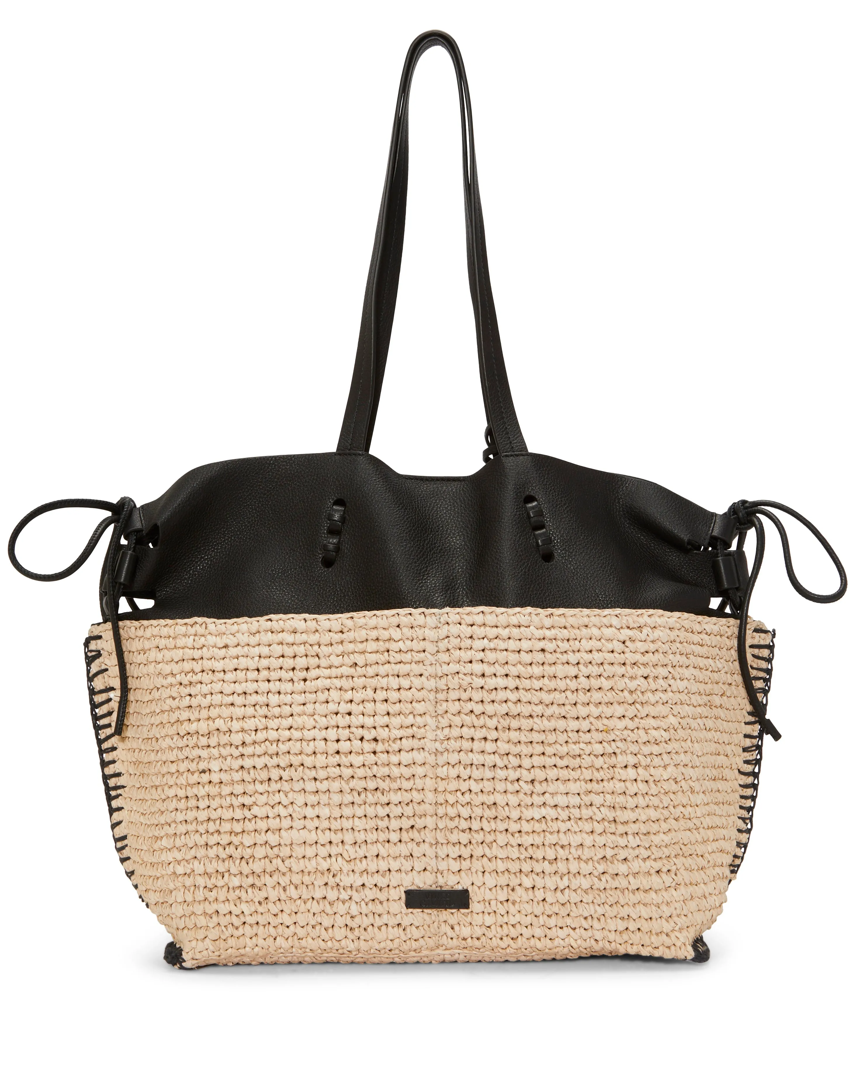 Jamee Leather & Raffia Large Tote Bag