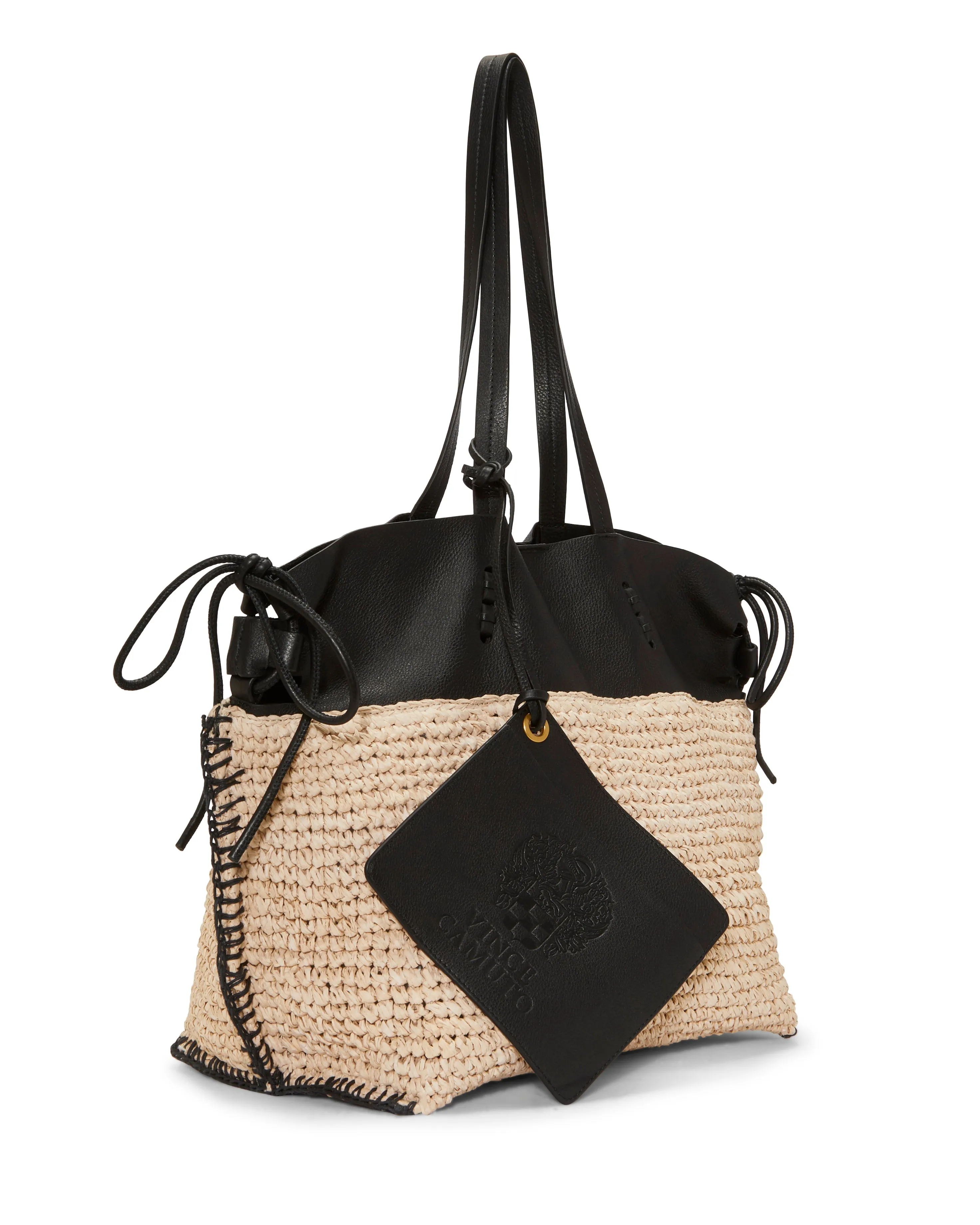 Jamee Leather & Raffia Large Tote Bag