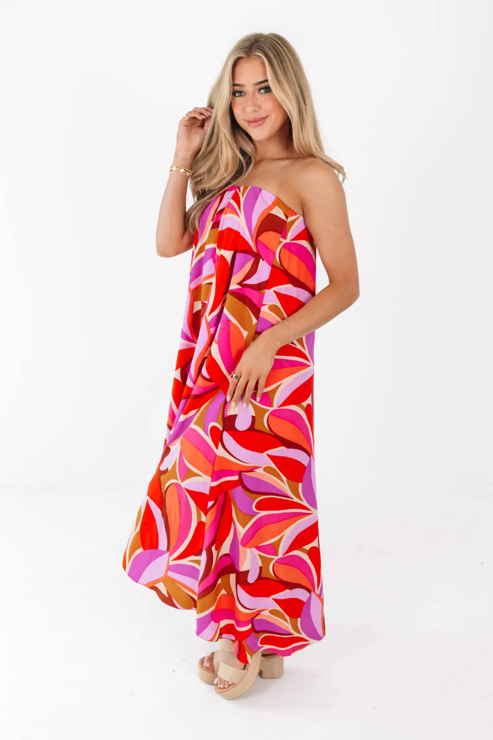 Just Groovy Midi Dress - Pink