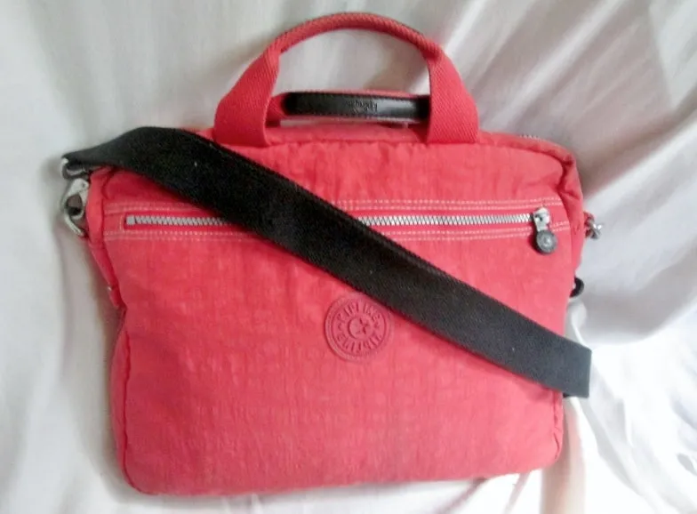 KIPLING MONKEY vegan satchel briefcase clutch travel luggage shoulder bag PINK PEACH SALMON