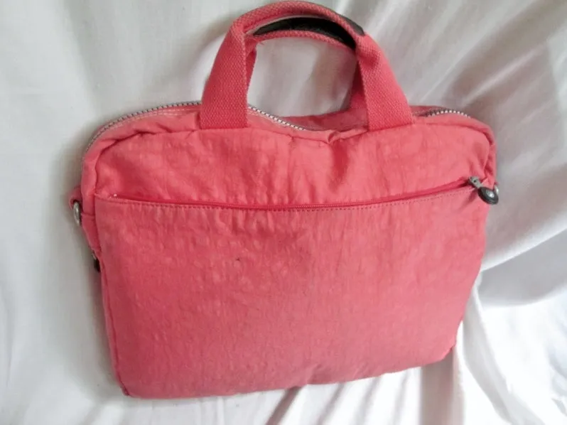 KIPLING MONKEY vegan satchel briefcase clutch travel luggage shoulder bag PINK PEACH SALMON