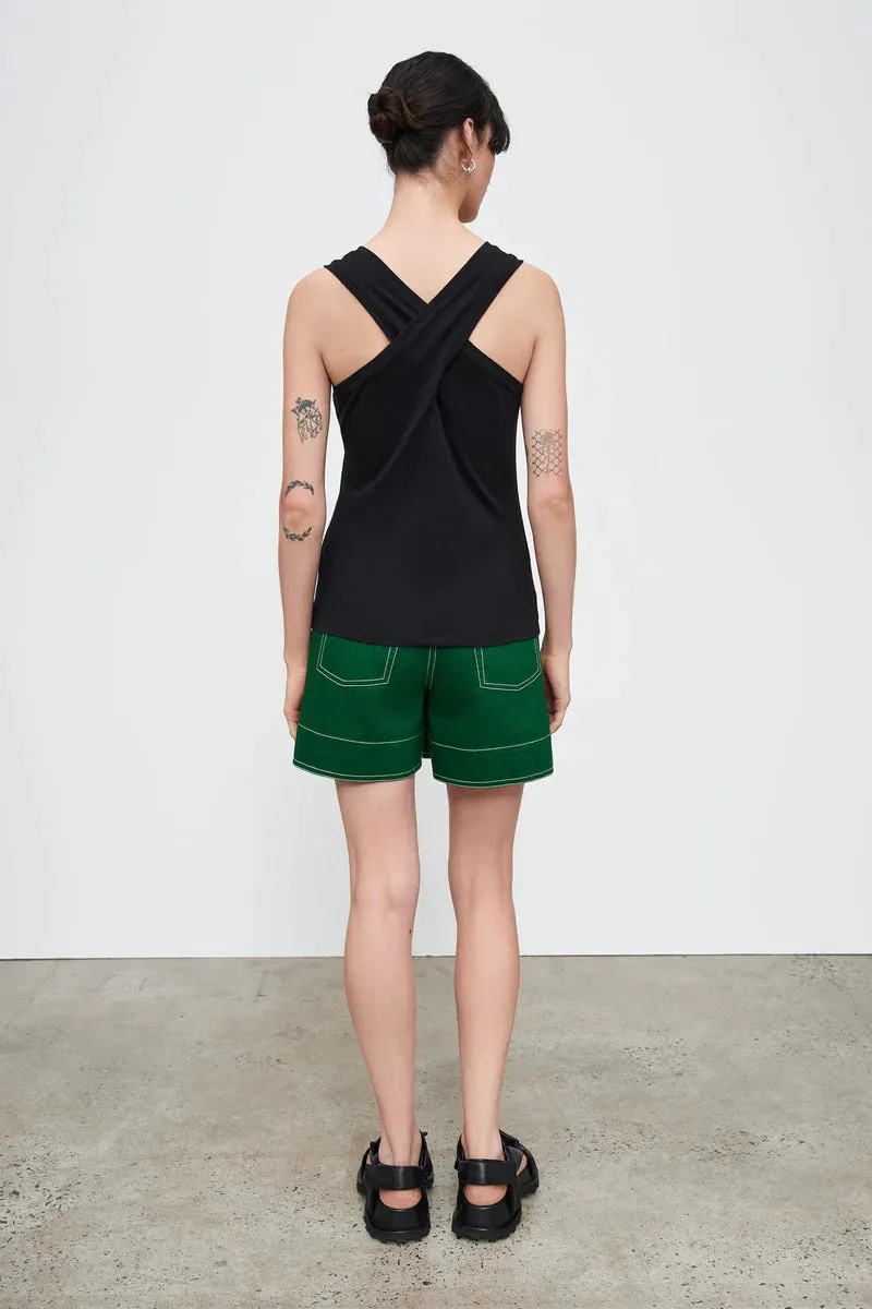 Kowtow Cross Back Singlet - Black