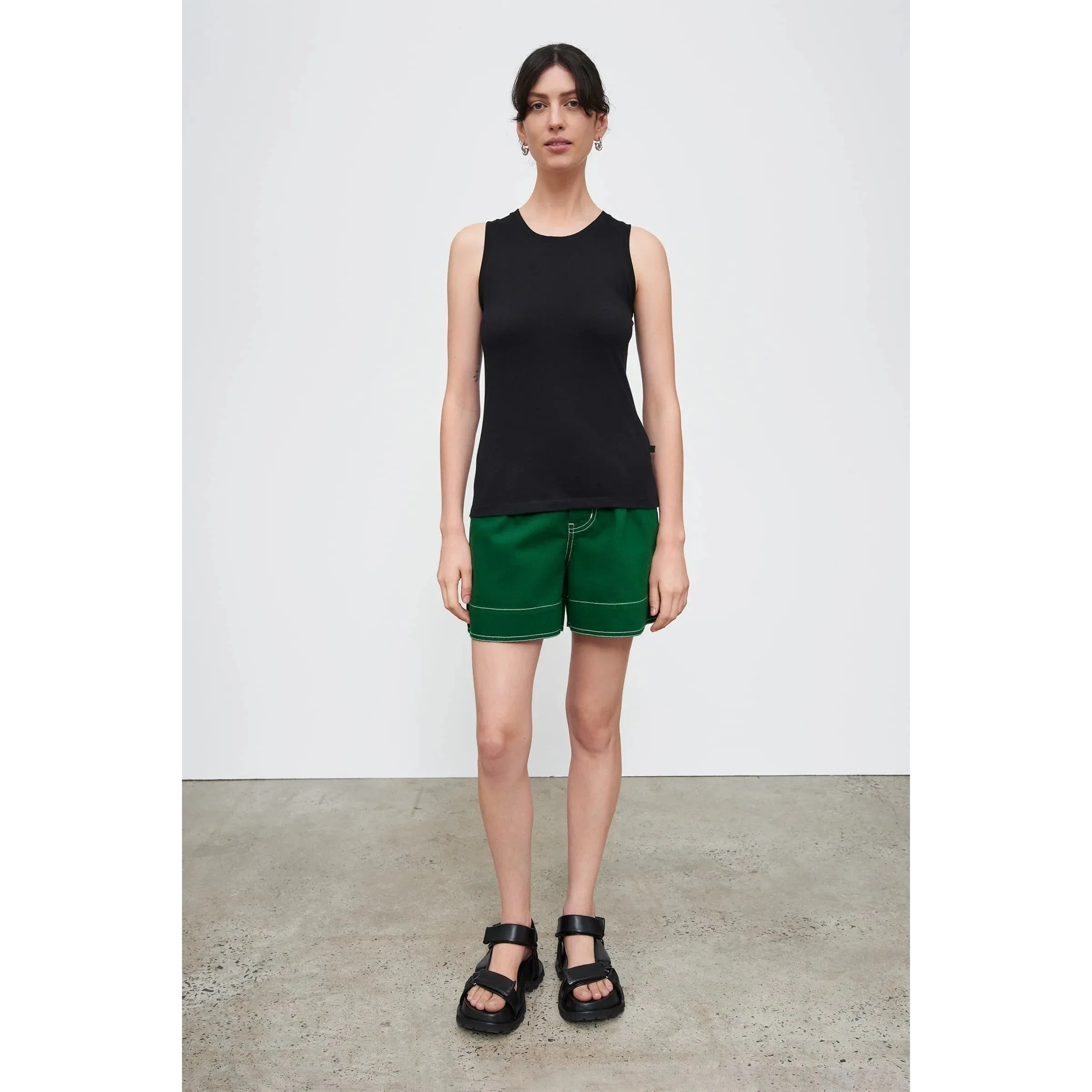 Kowtow Cross Back Singlet - Black