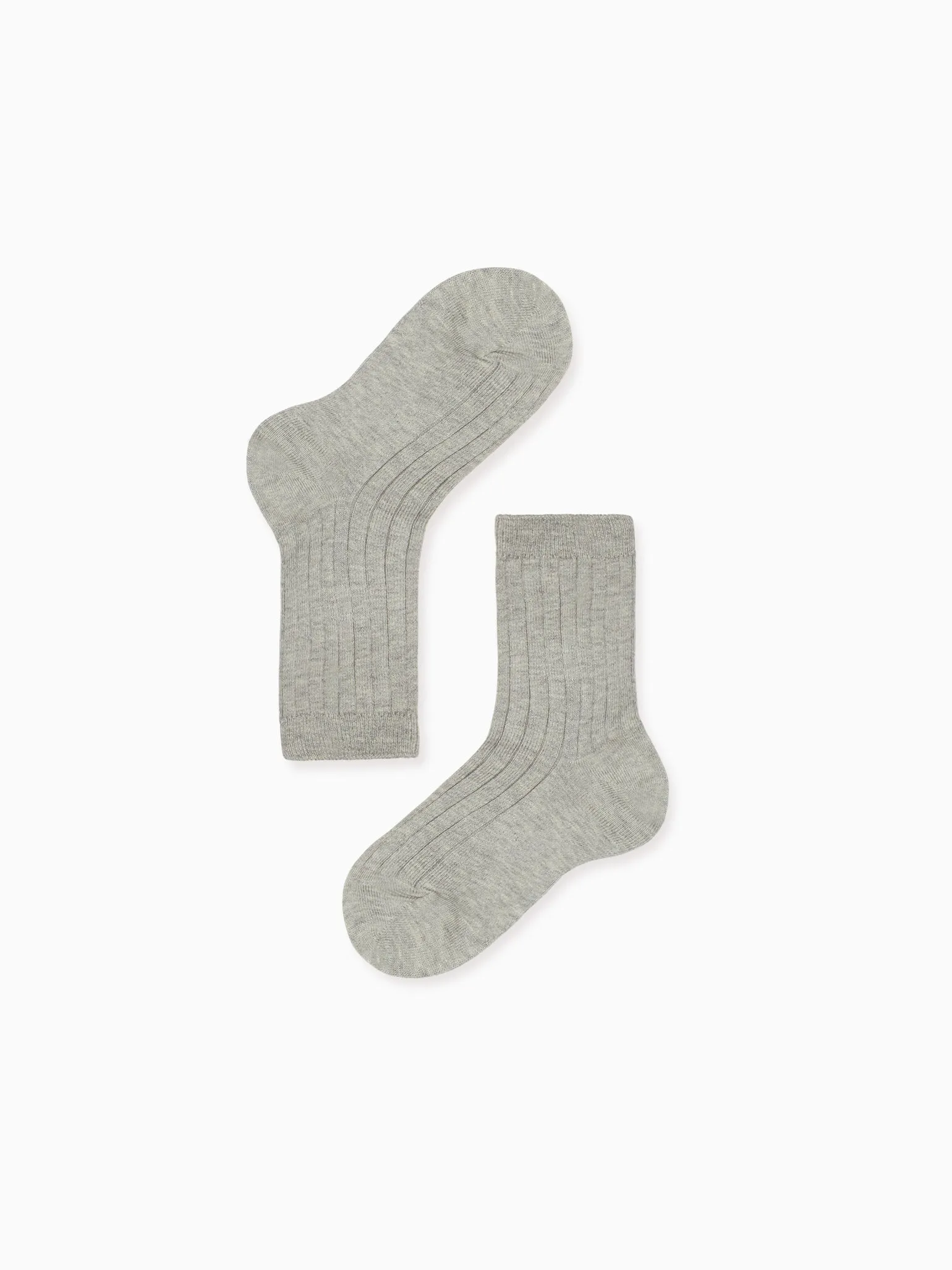 Light Grey Melange Ribbed Short Kids Socks