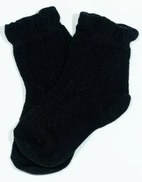 Little Stocking Co Ruffle Anklet Socks - Black