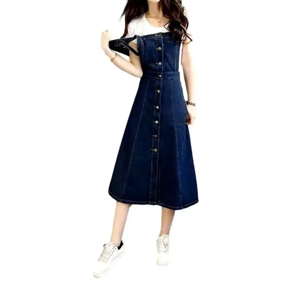 Long dark denim dress