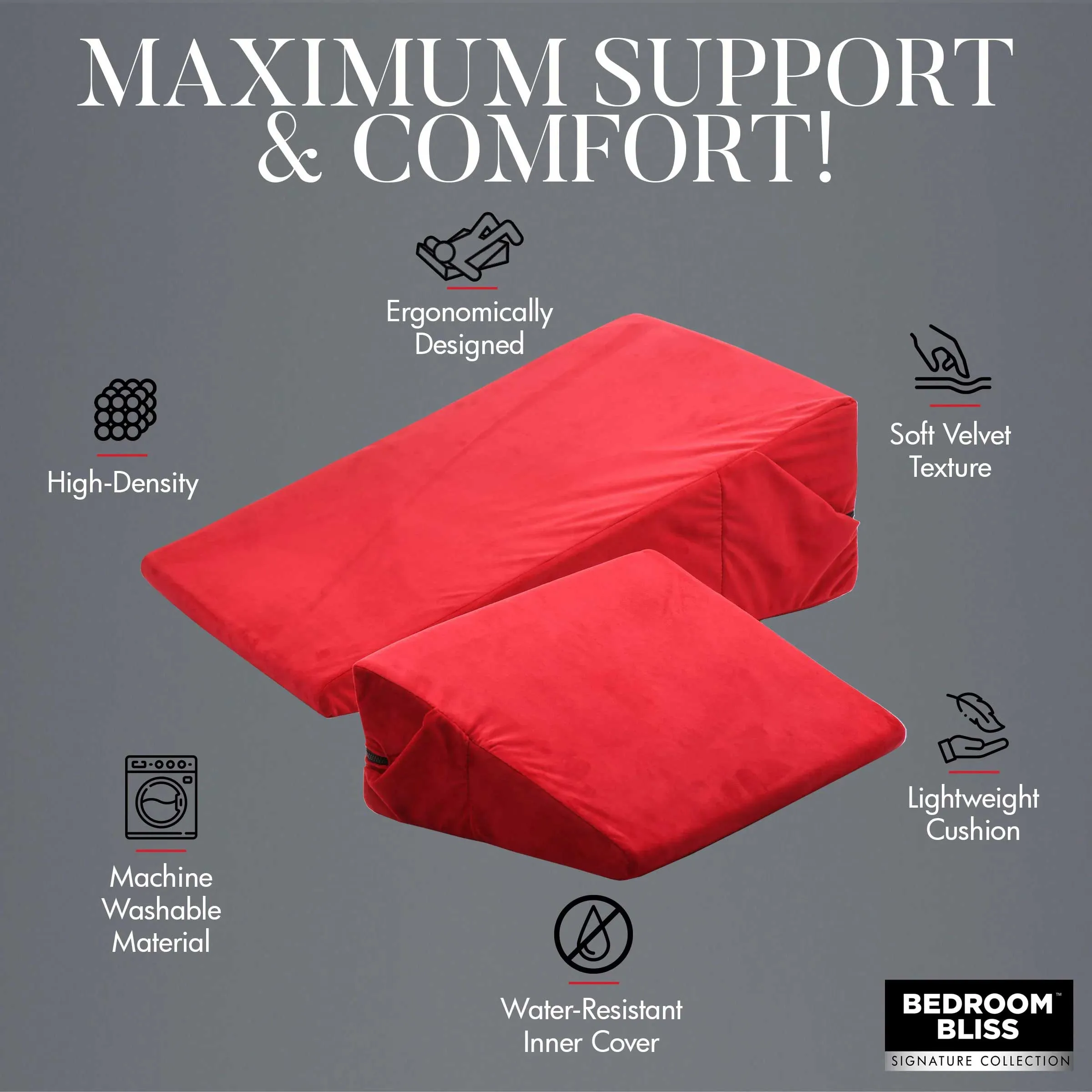 Love Cushion Set Foam Wedge Pillow Set - Red