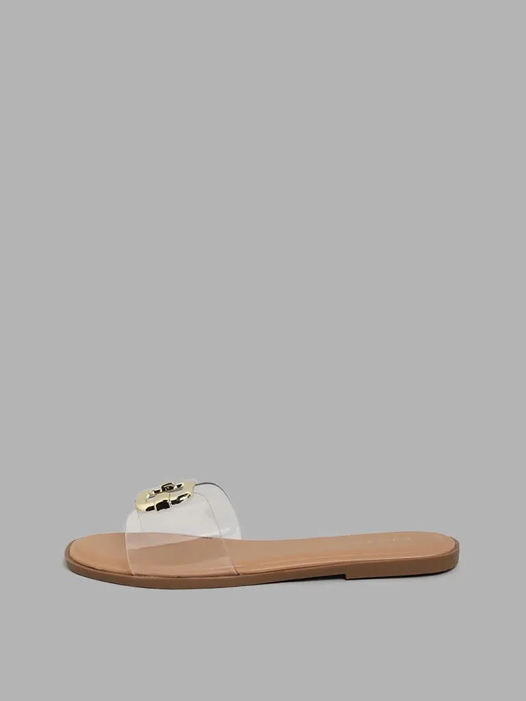 LUNA BLU Clear Trim Slide Sandals