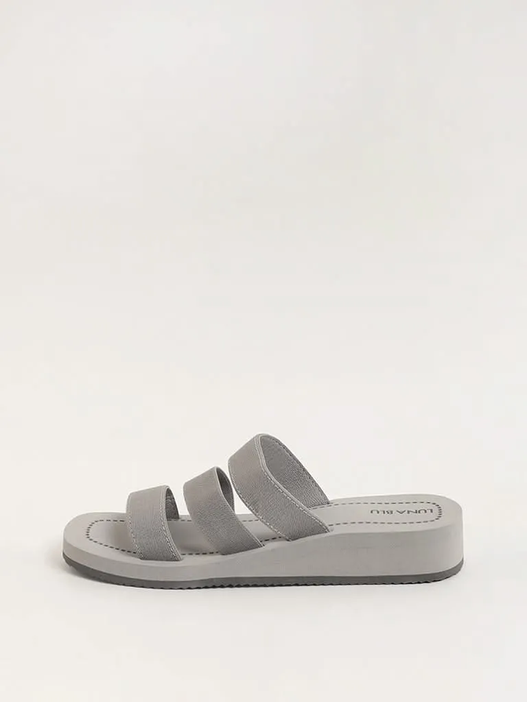 LUNA BLU Grey Three Strap Sandals