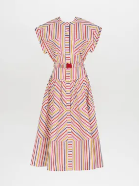 Macarena Dress Golden Magenta Stripes