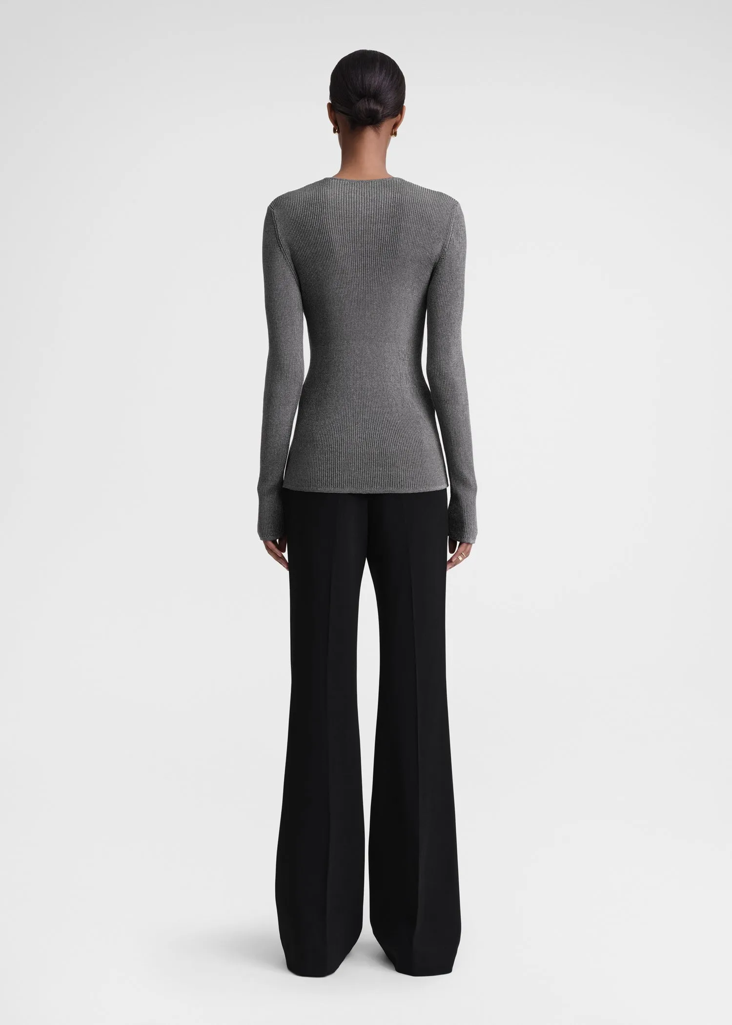 Metallic rib knit gunmetal