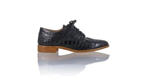 Mika 25mm Flat - Black Croco Faux Leather