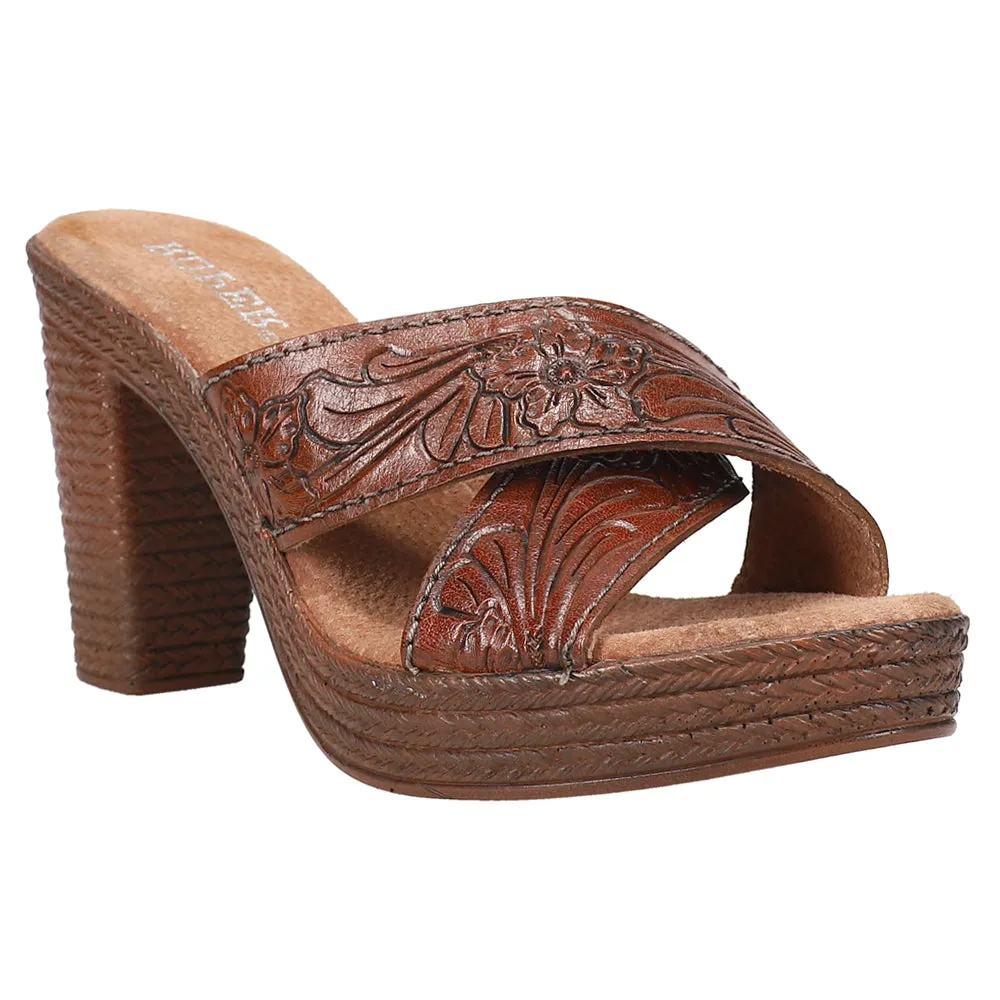 Mika Floral Embossed Espadrille Block Heel Sandals