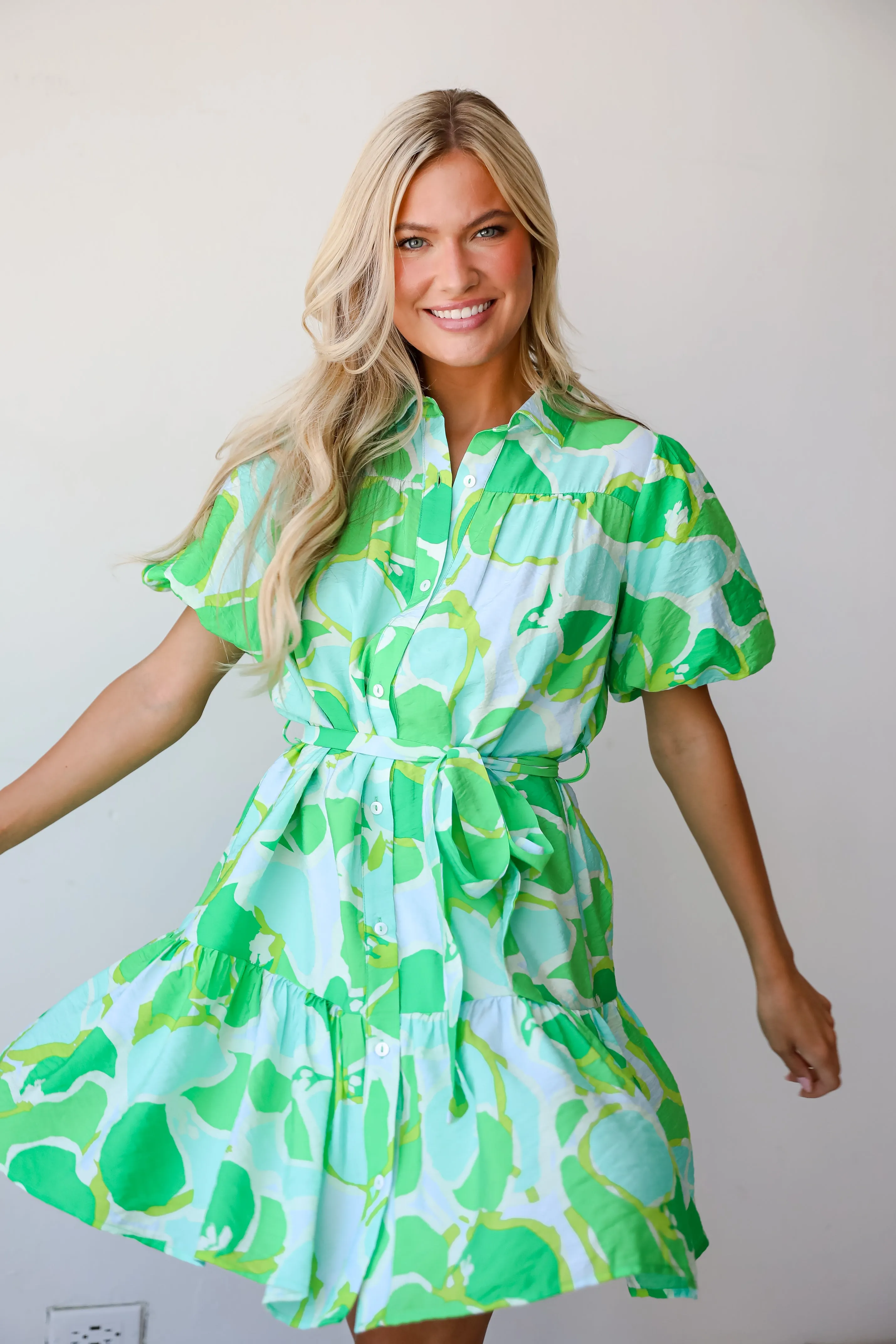 More Than Gorgeous Green Floral Mini Dress