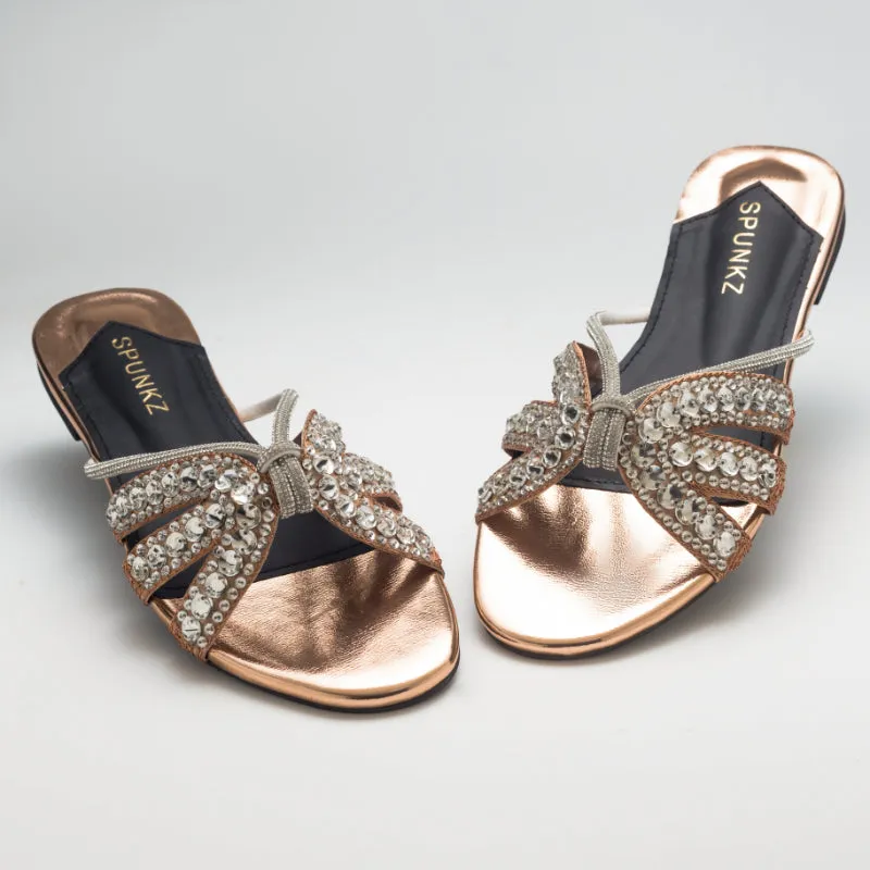 Natasha Strappy Rhinestones Slide Flats