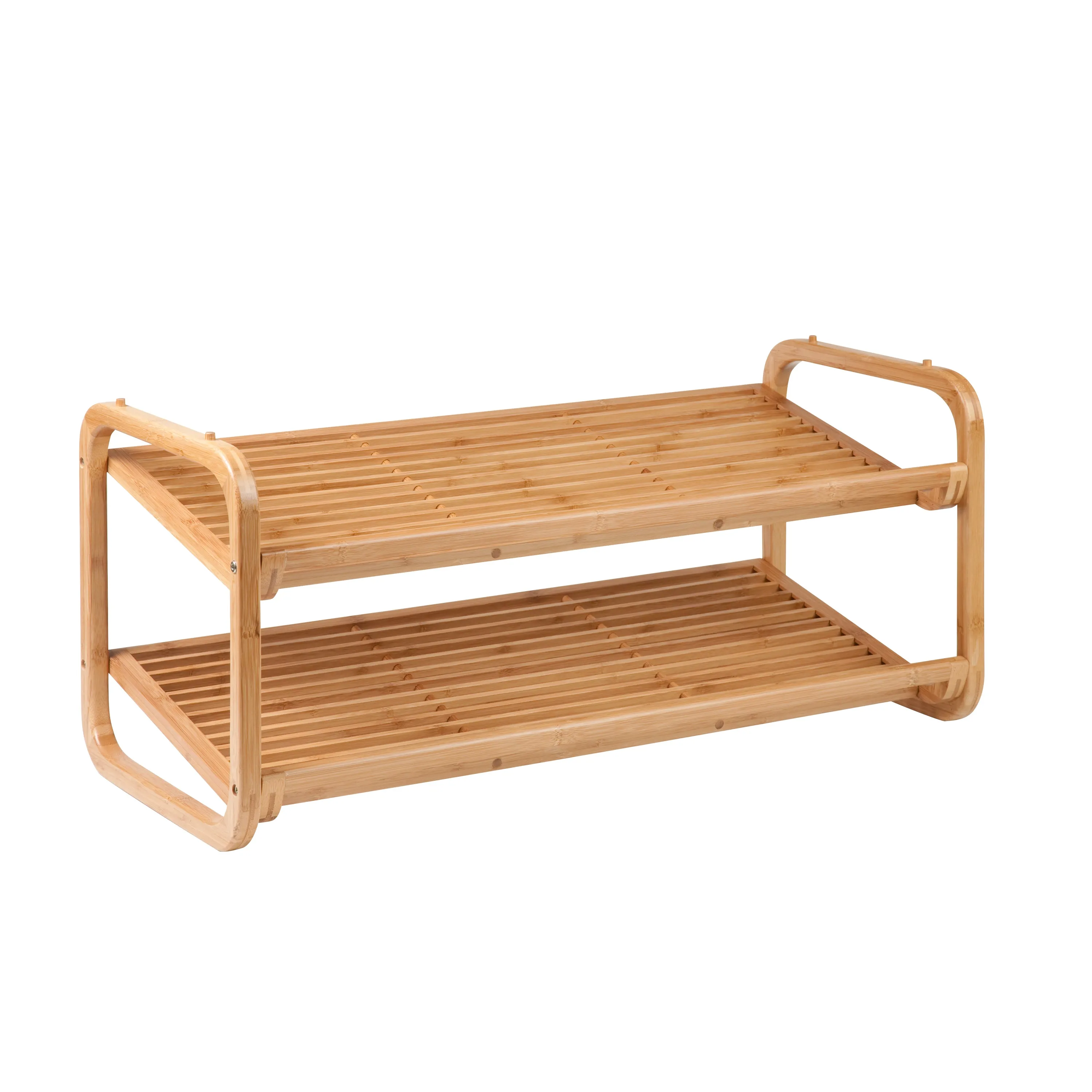 Natural 2-Tier Stackable Bamboo Shoe Rack