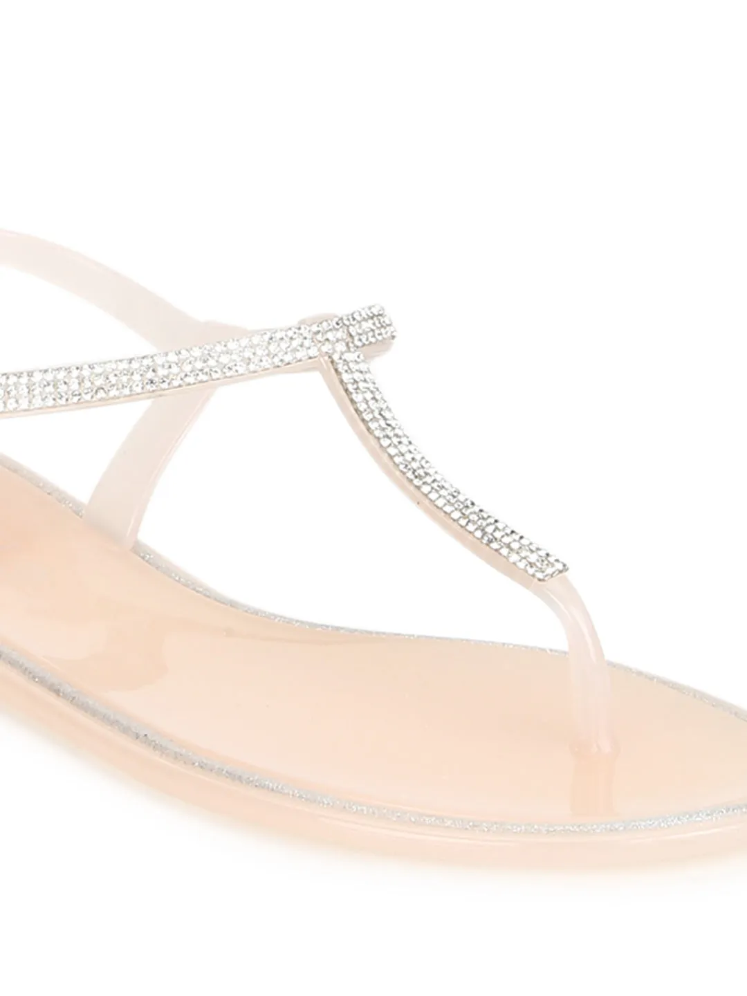 Nude PVC Clear Strap Flat Sandals