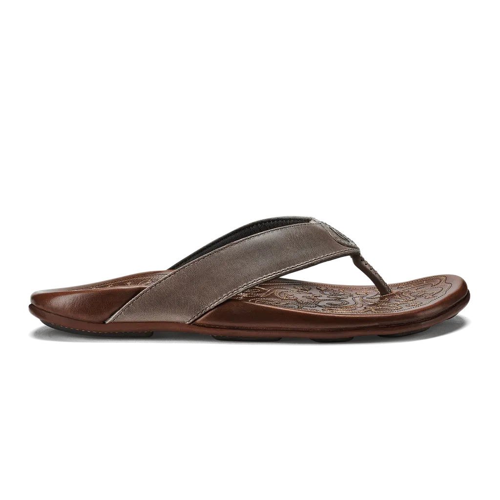 Olukai Men's Mekila Leather Sandal / Charcoal