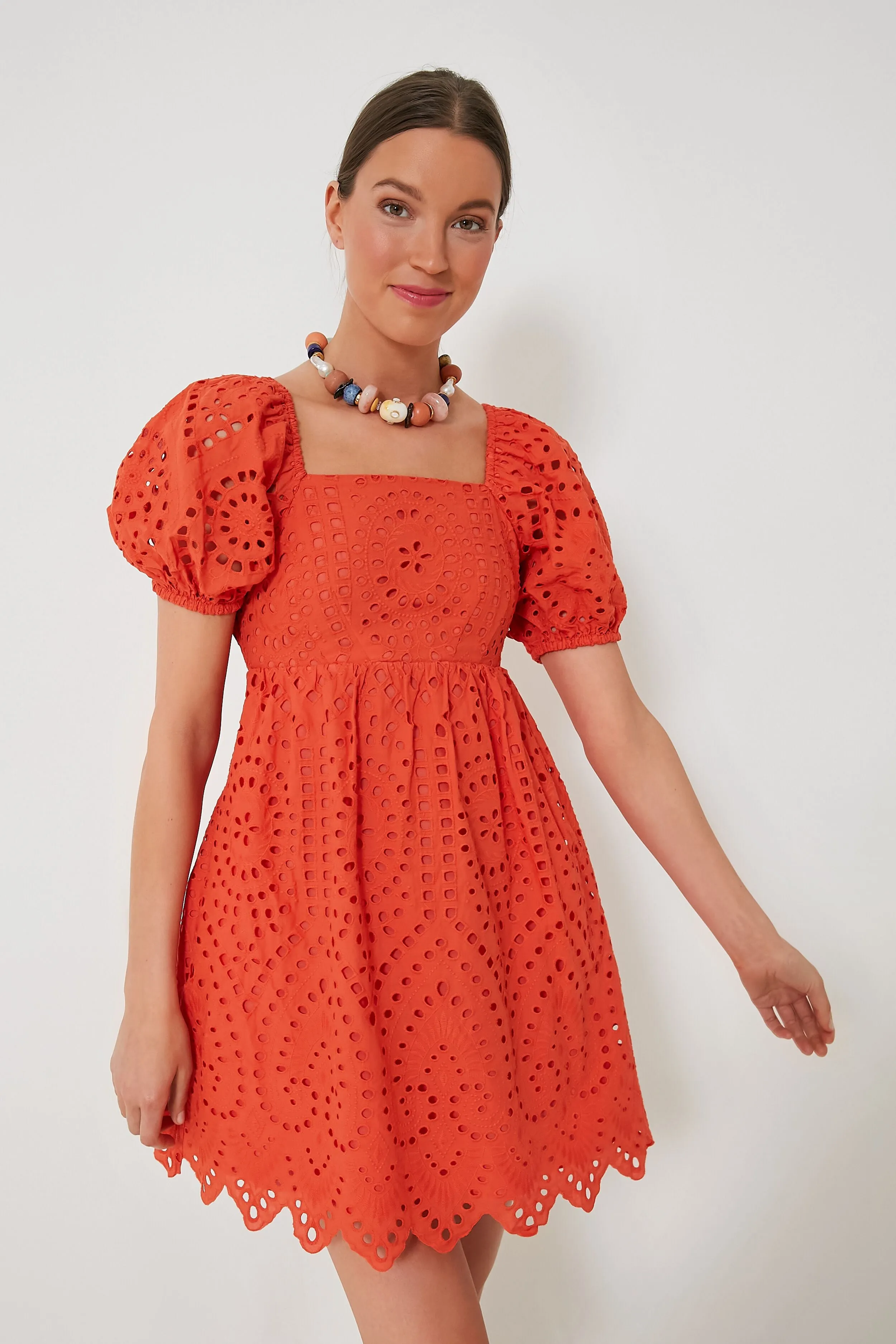 Orange Eyelet Clara Mini Dress