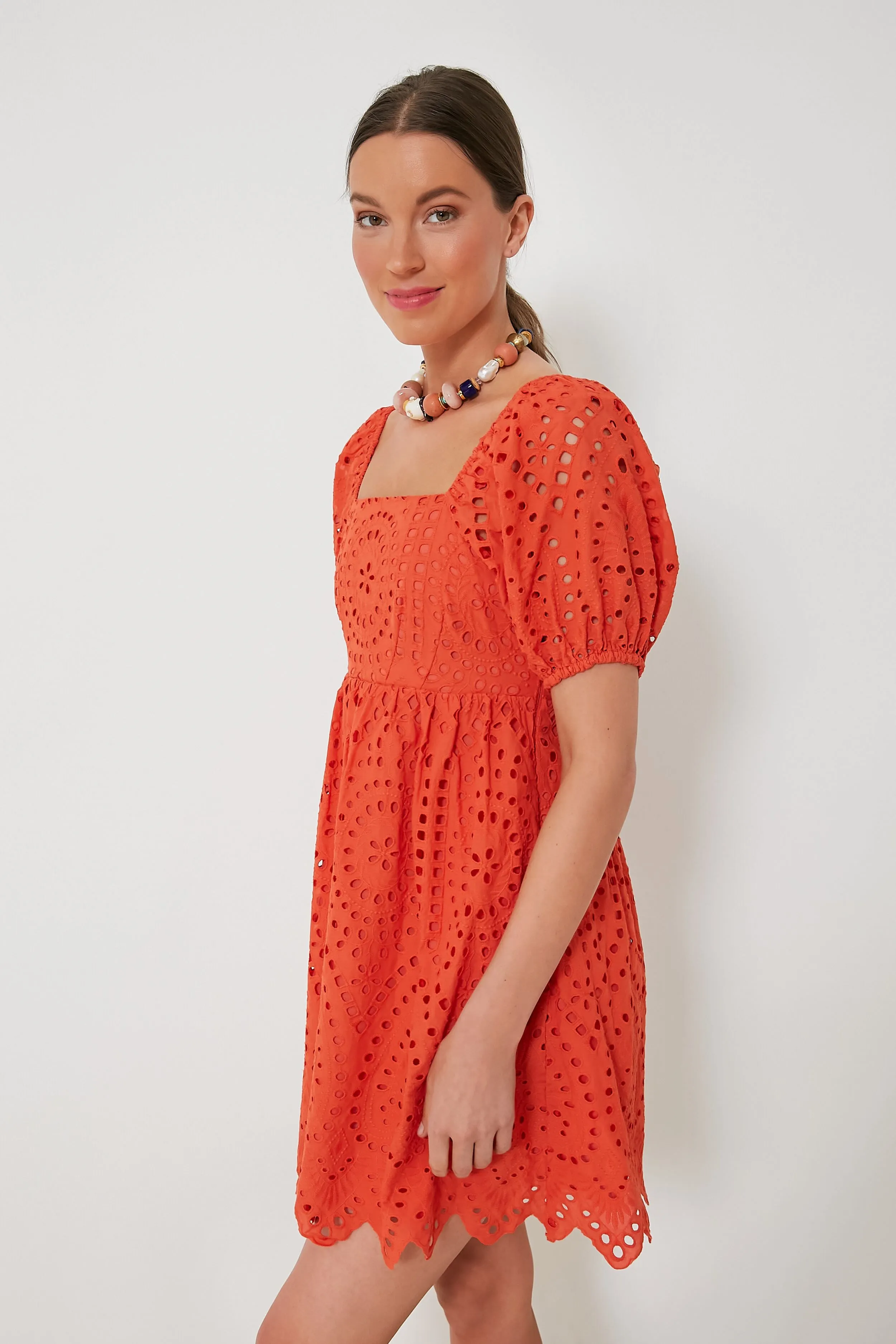 Orange Eyelet Clara Mini Dress