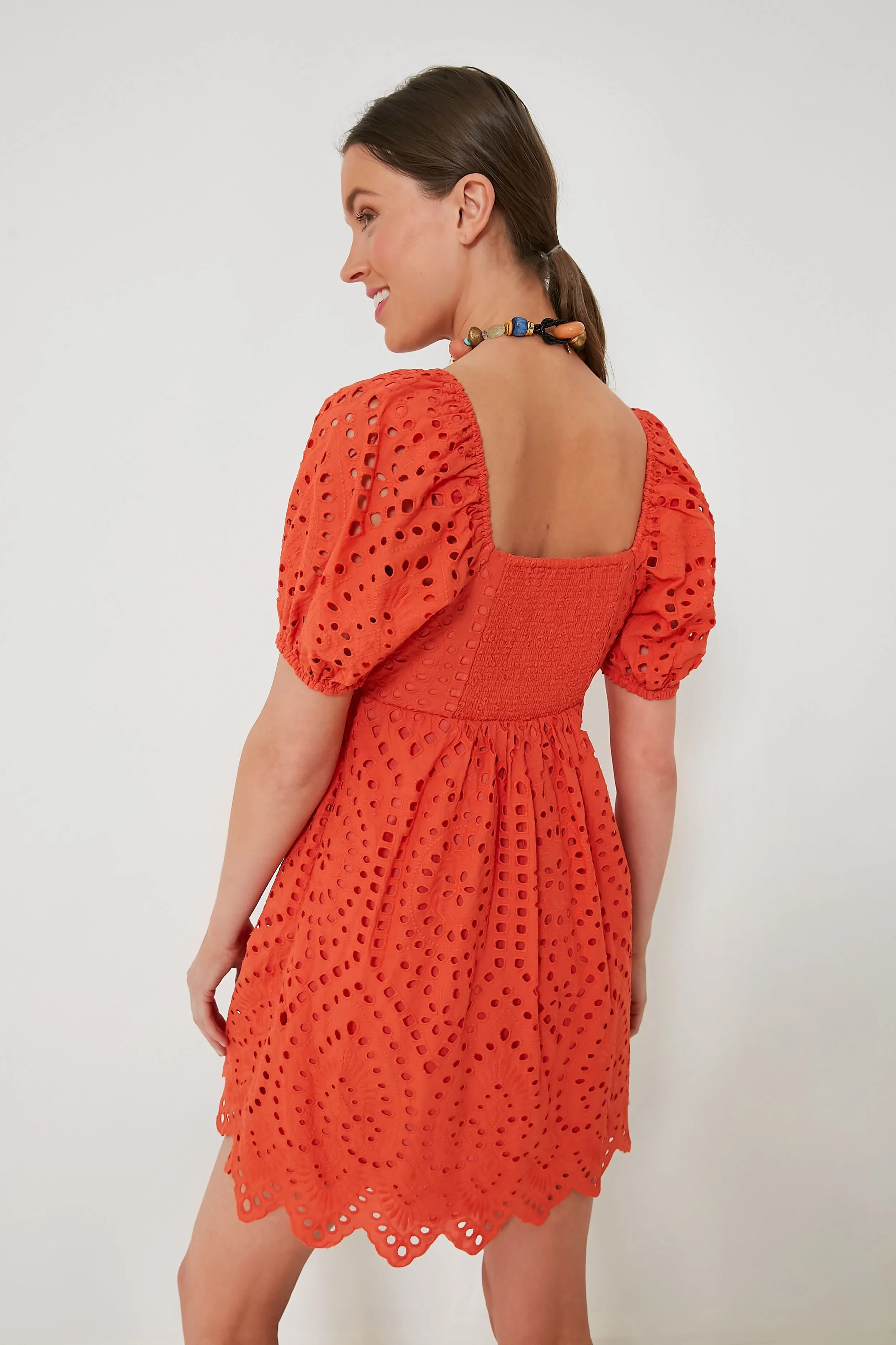 Orange Eyelet Clara Mini Dress