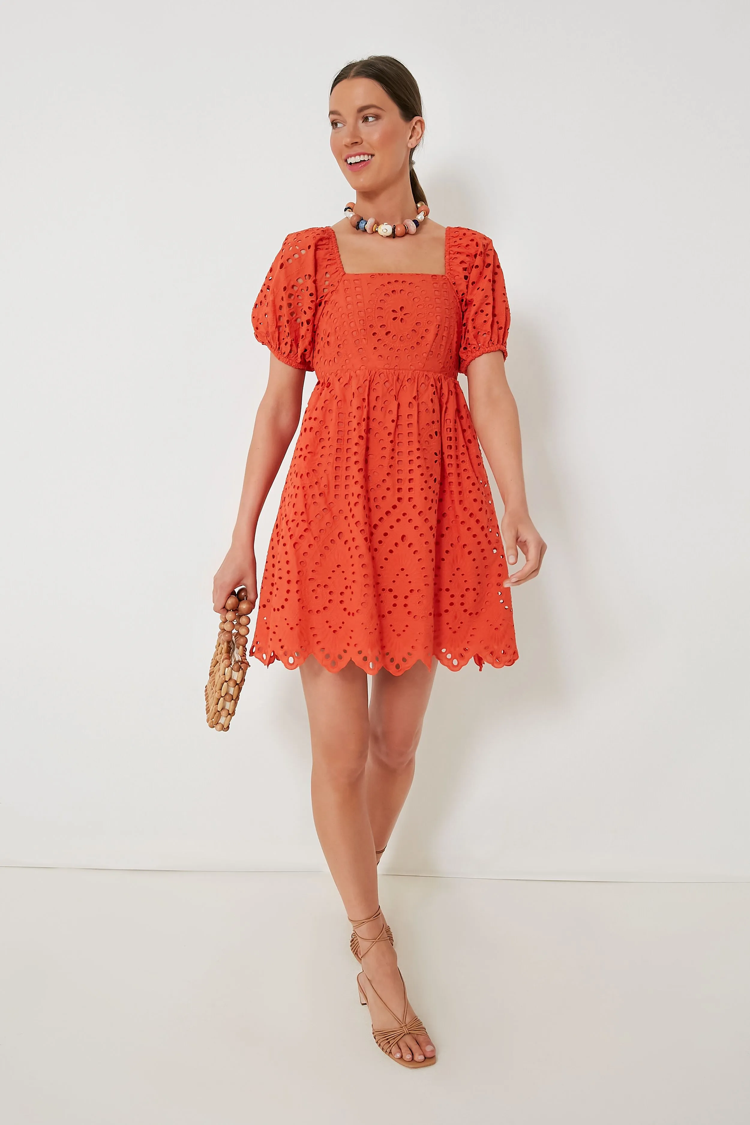 Orange Eyelet Clara Mini Dress