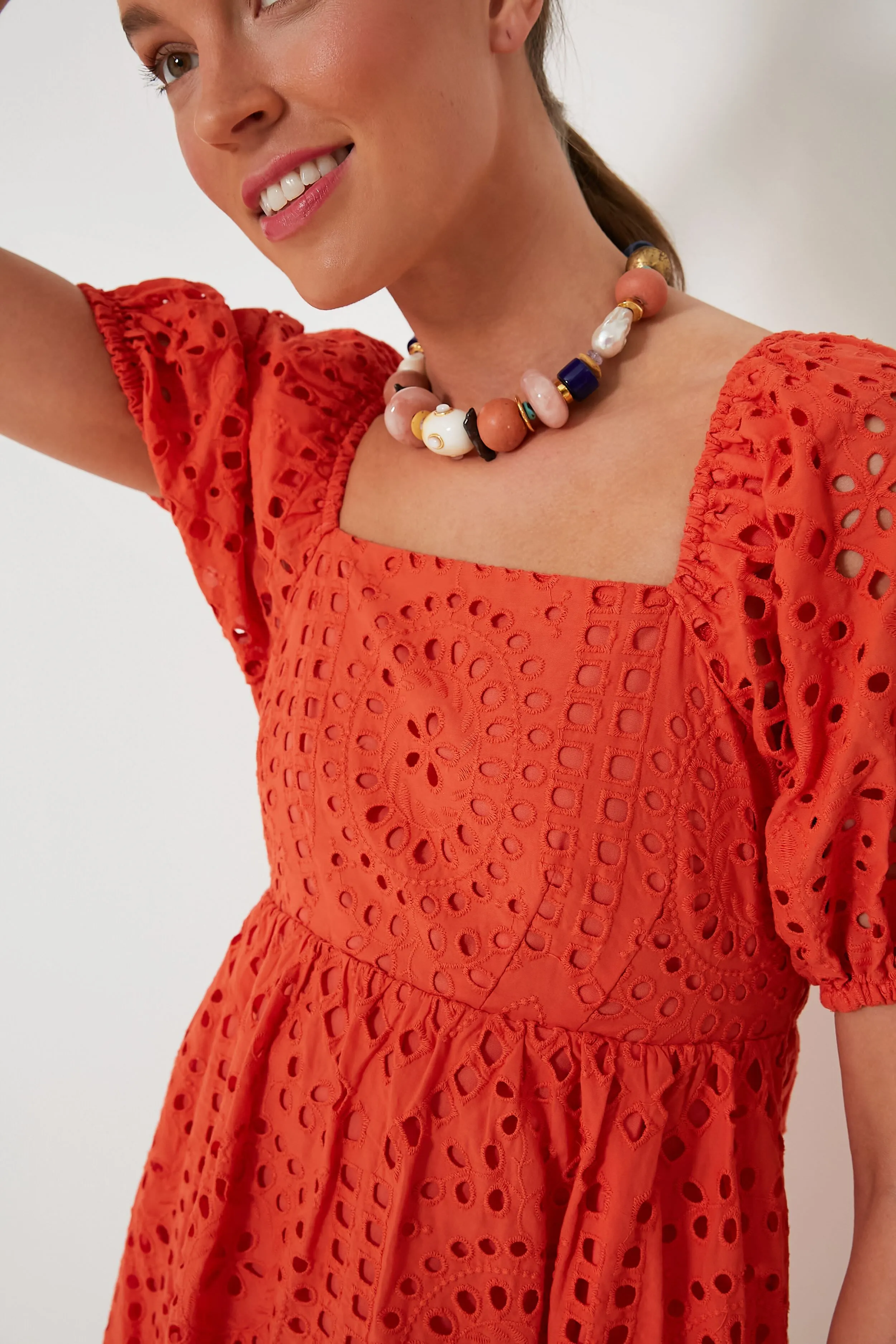 Orange Eyelet Clara Mini Dress