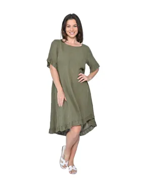 Orlanda Linen Dress Khaki