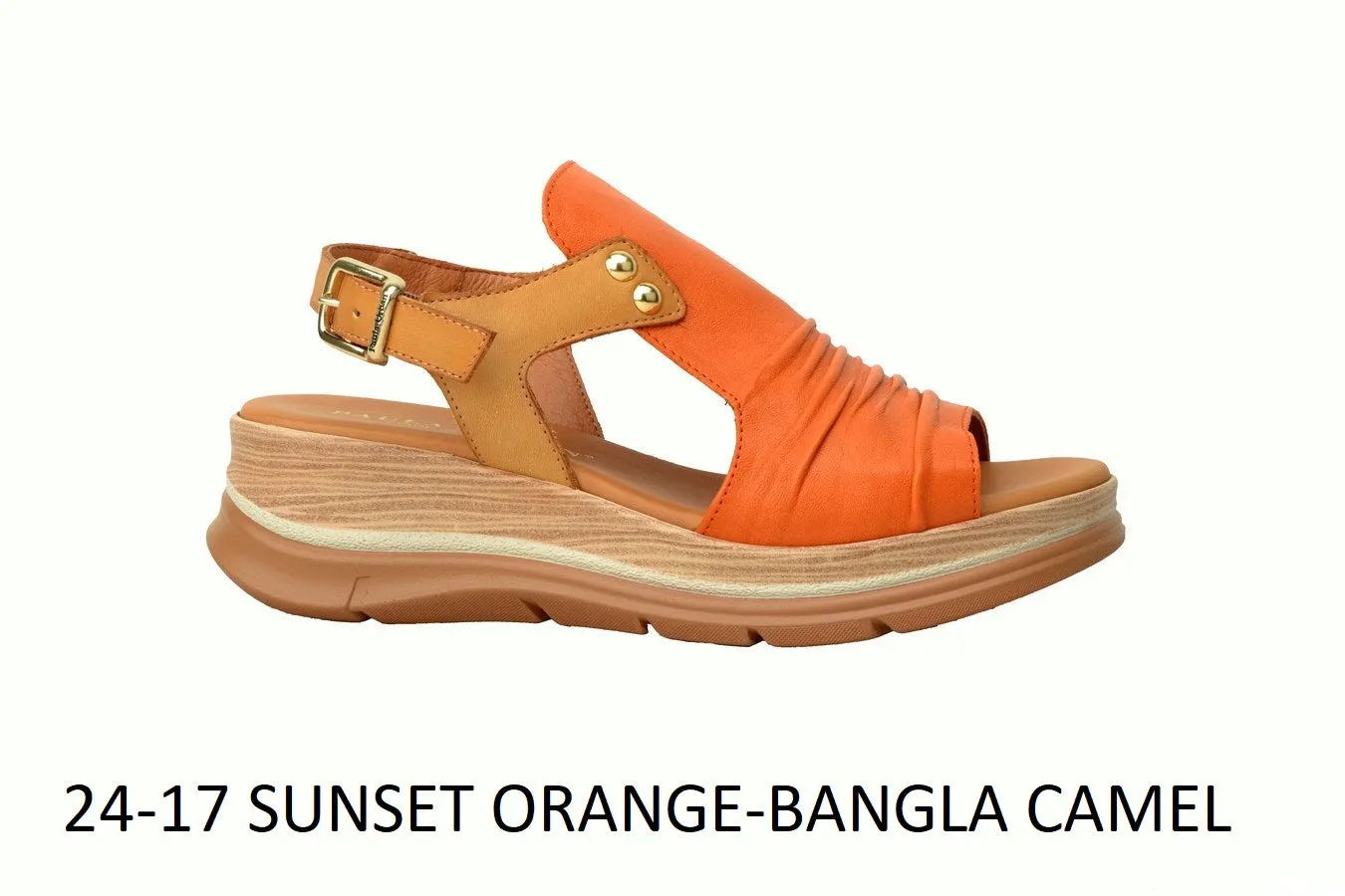 Paula Urban 24-17 Sunset Orange Bangla Camel Womens Comfort Leather Sandals