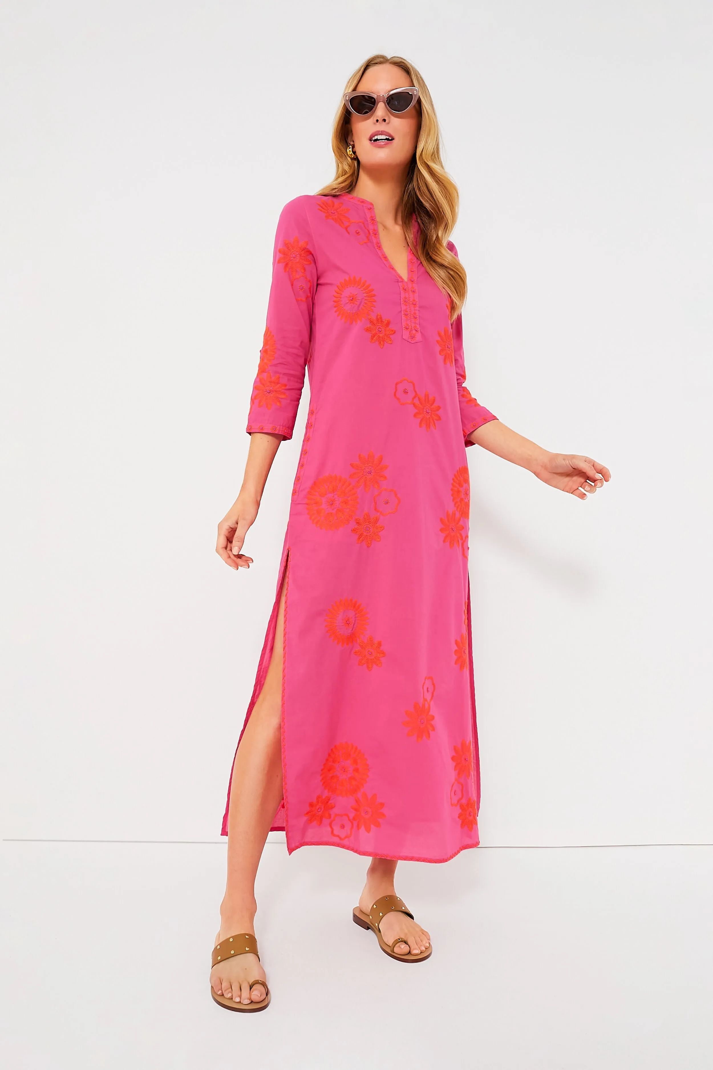 Pink and Orange Sapphire Long Kaftan