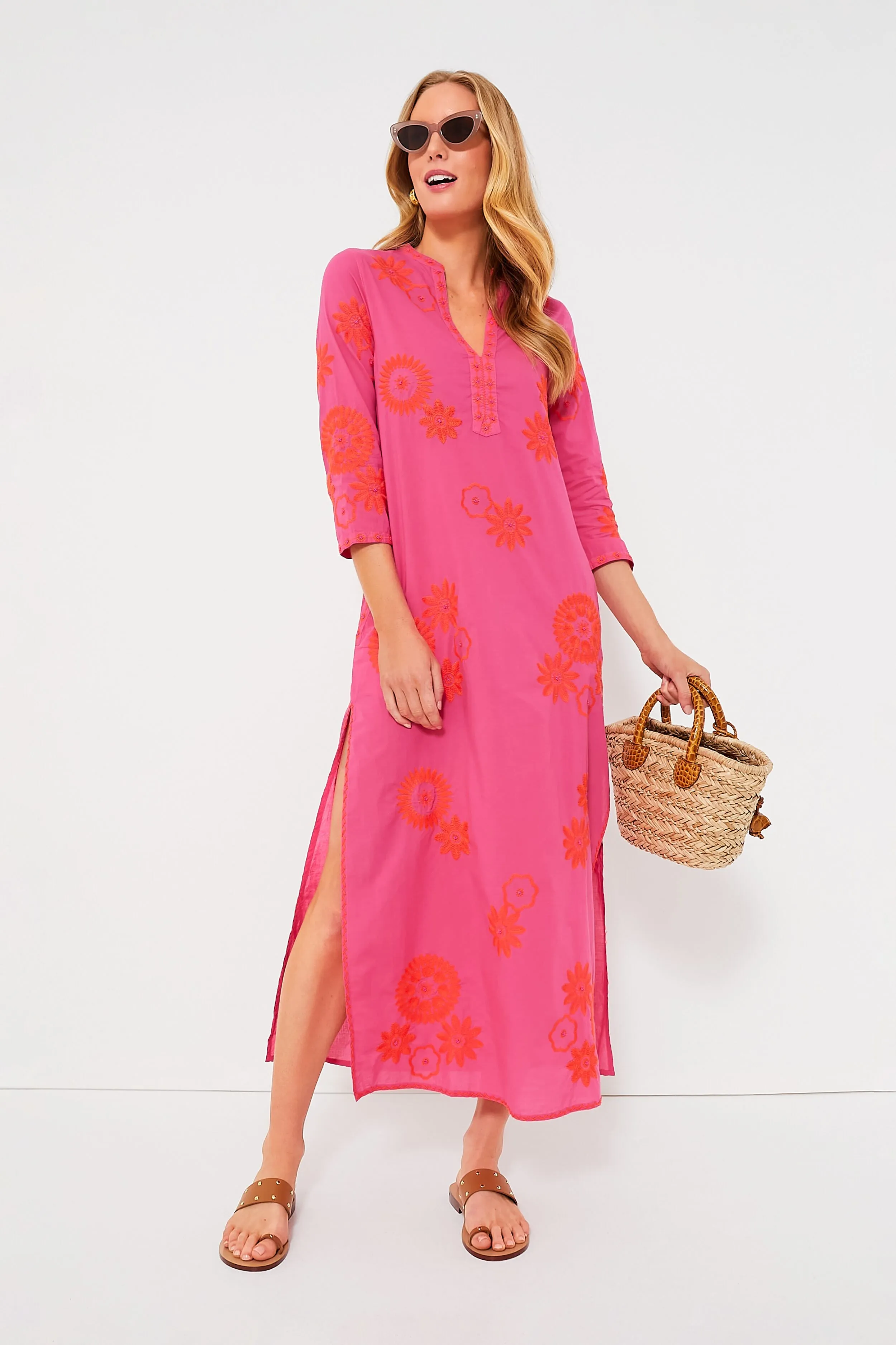 Pink and Orange Sapphire Long Kaftan