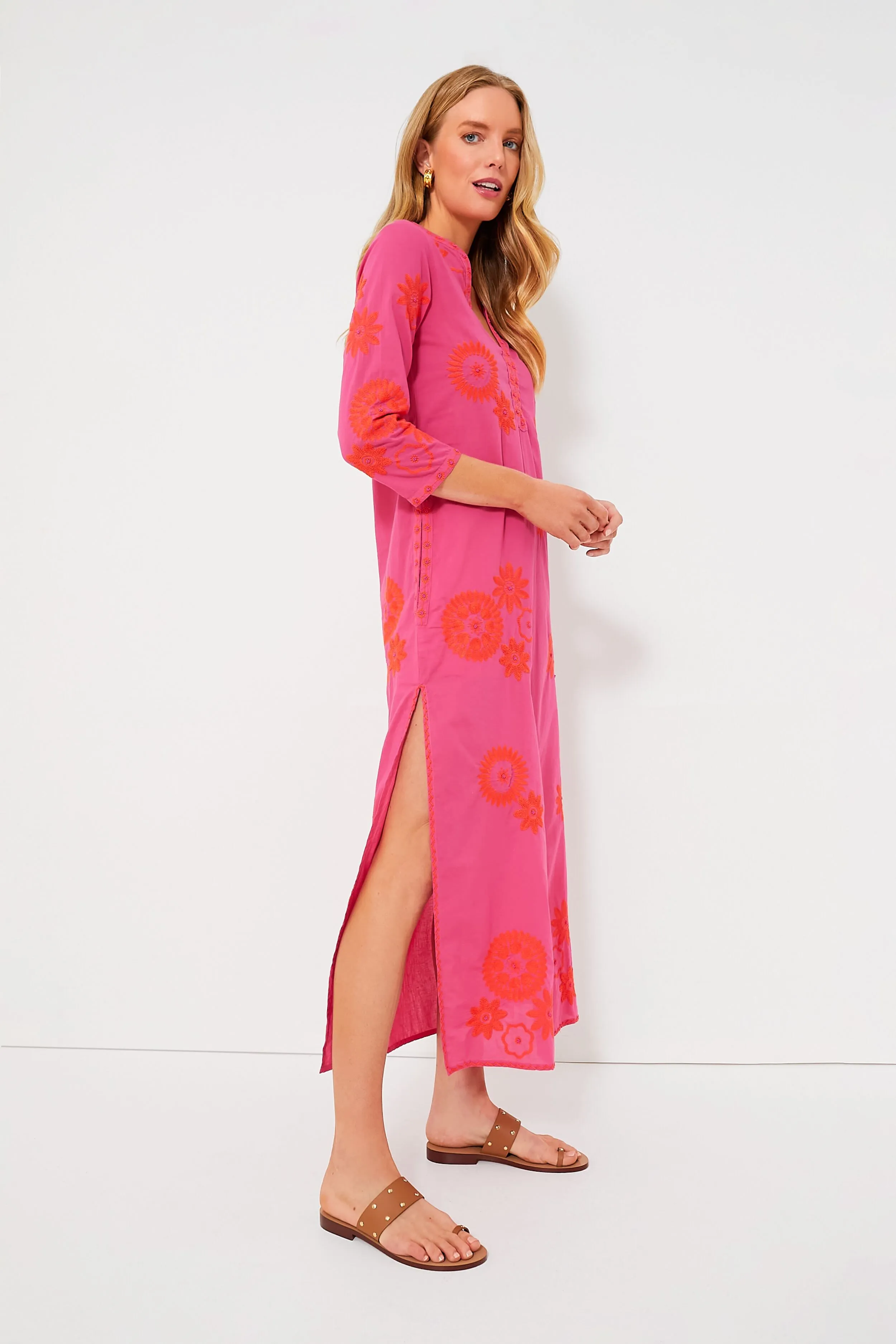 Pink and Orange Sapphire Long Kaftan