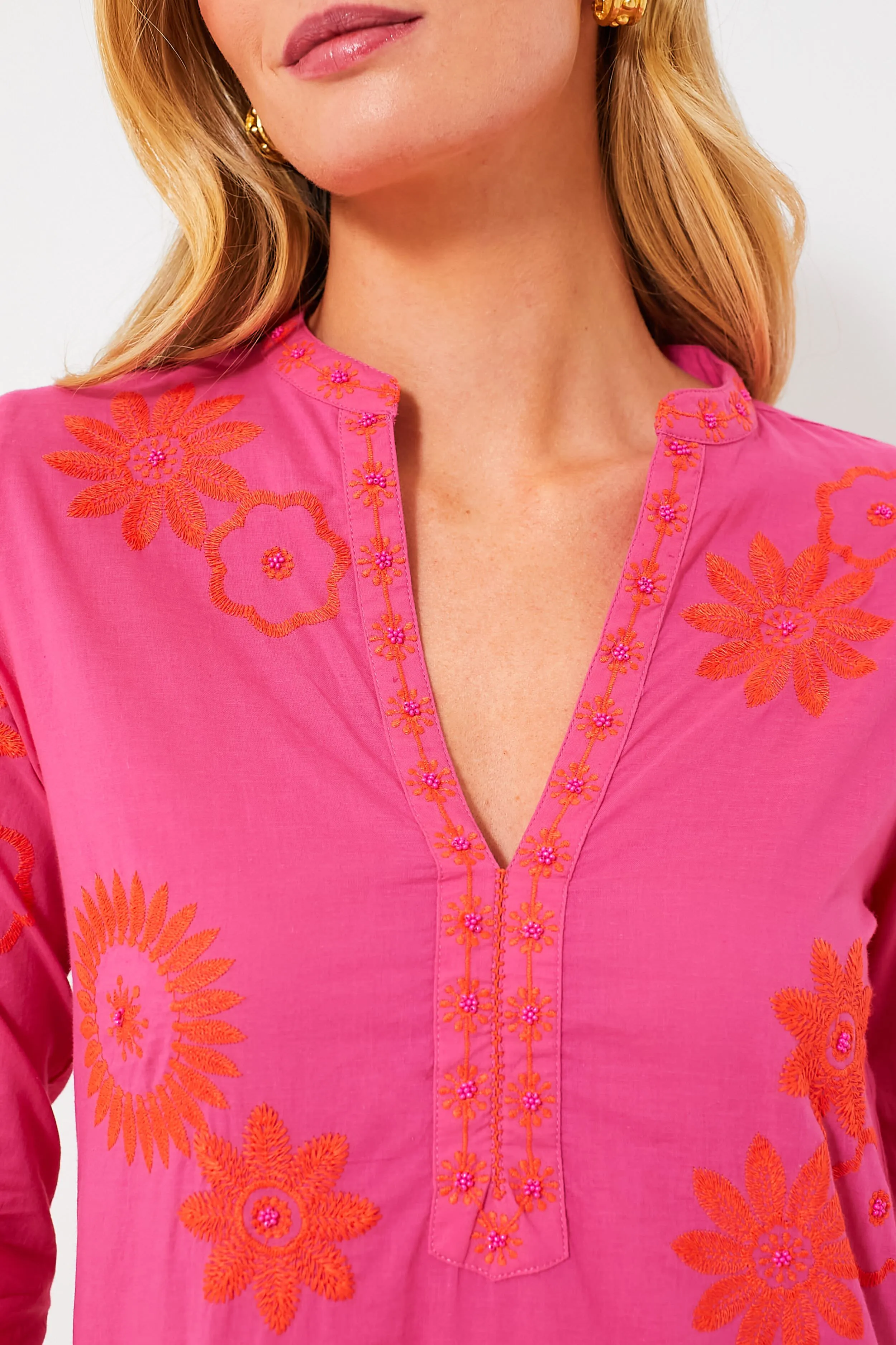 Pink and Orange Sapphire Long Kaftan