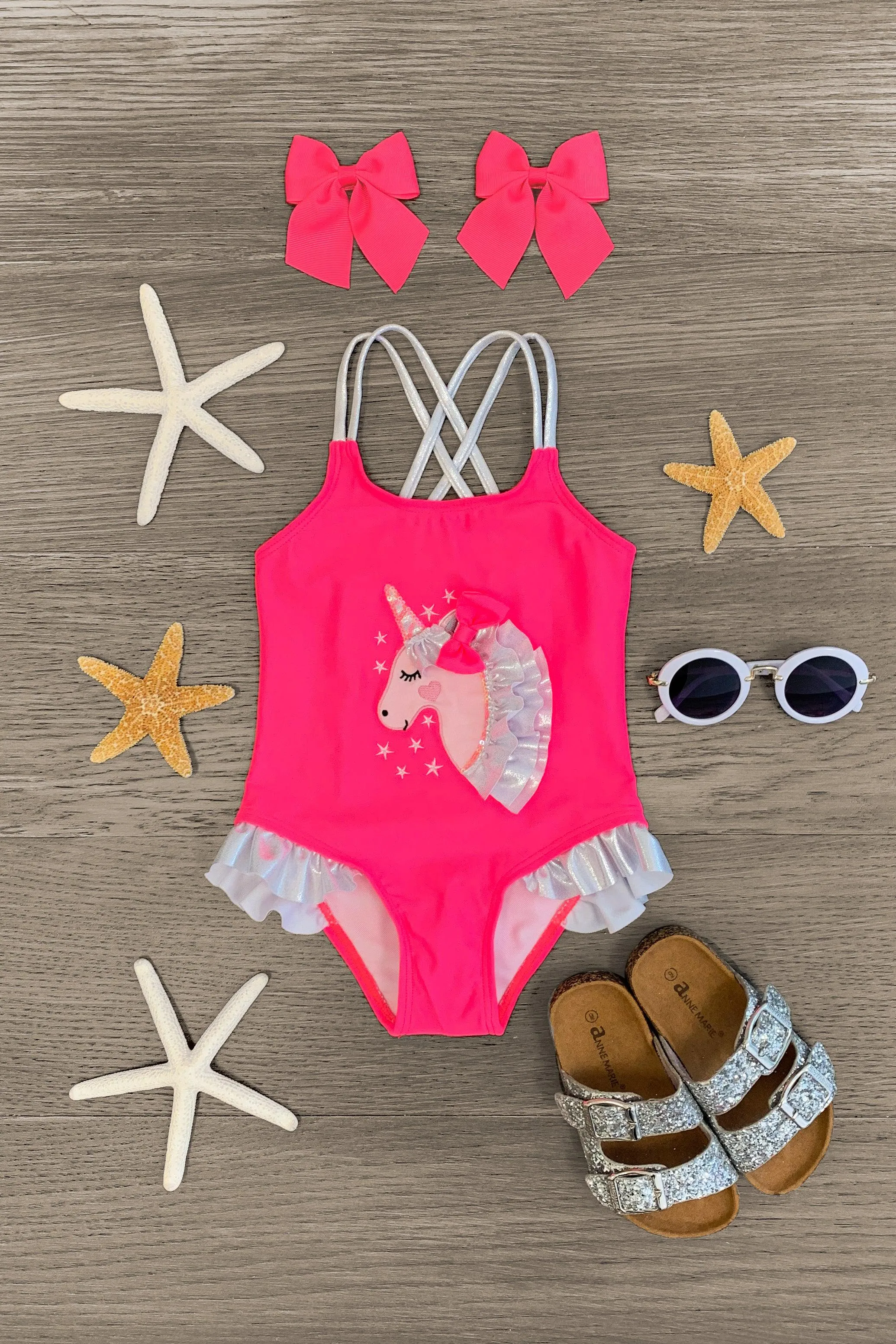 Pink Metallic Unicorn One Piece Swimsuit