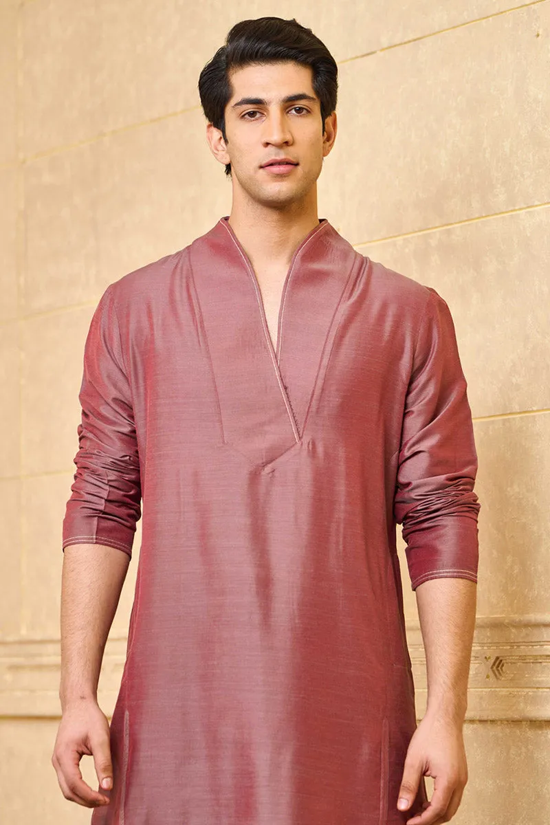 Purple Kurta Set With Asymmetrical Neck