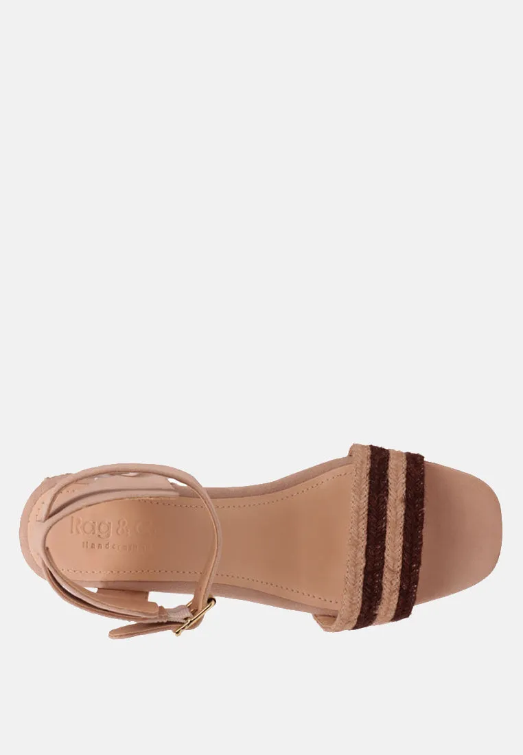 RAYNA Brown Braided Jute Strap and Suede Sandal